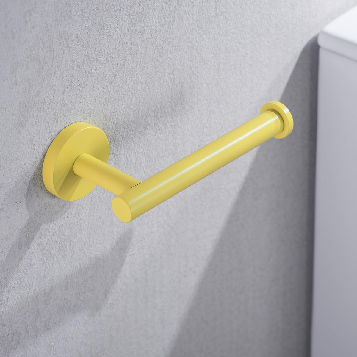 SEABEFORE Toilet Paper Holder -Sturdy Round Yellow Toilet Paper Holder Wall Mount for Bathroom, Premium SUS 304 Stainless Steel Toilet Paper Roll Holder,Drilling,96006-6YL