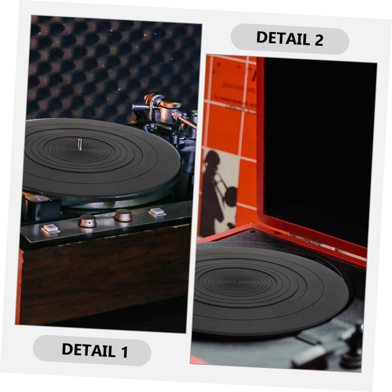 Abaodam 2 Tappetini in Silicone Nero per Giradischi, Antistatici, Proteggono i Dischi in Vinile, Sostituzione per Lettore Vinile, 2 Pezzi