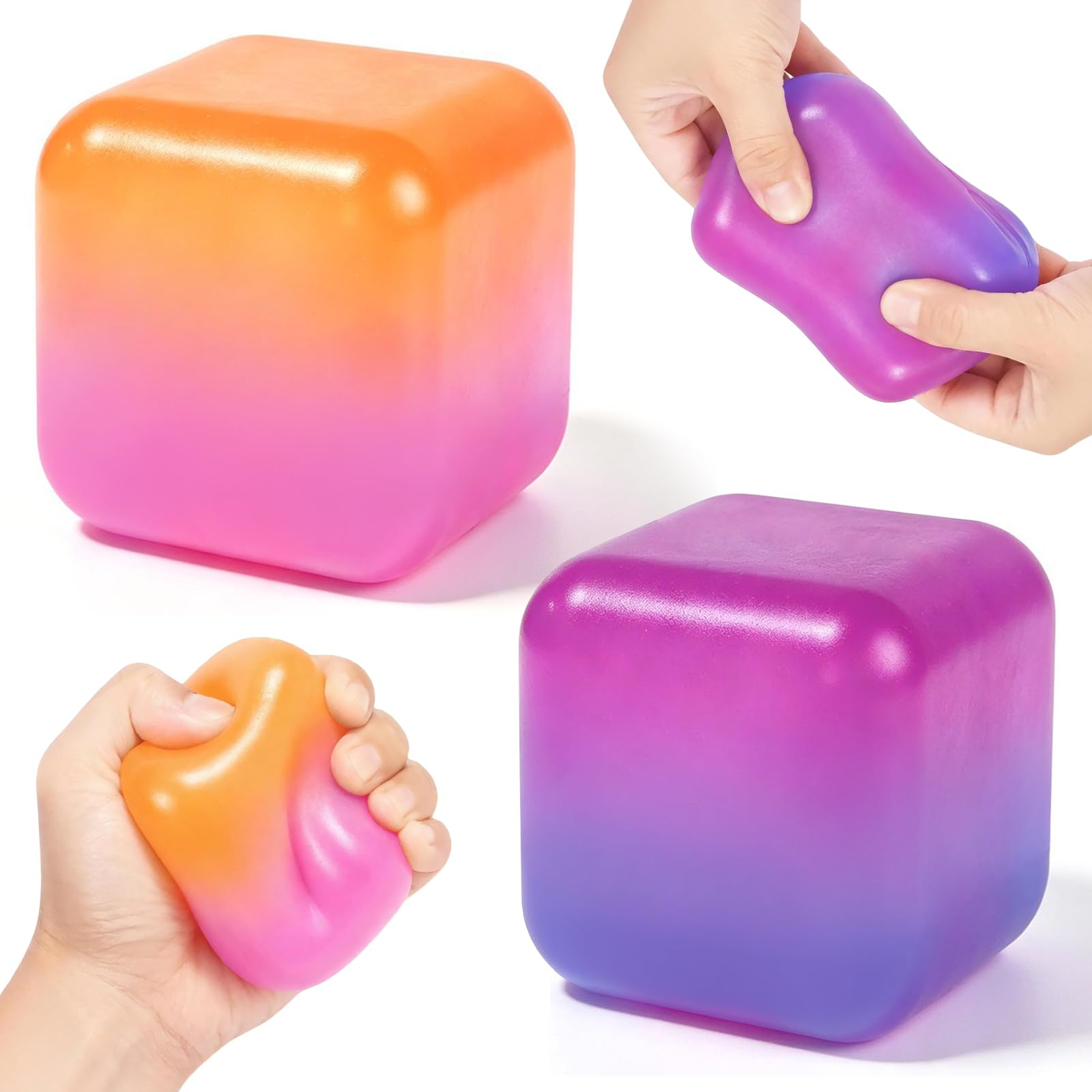 Ice Cube Squishy Fidget Toys, 2PCS Cube Stress Balls for Adults Kids