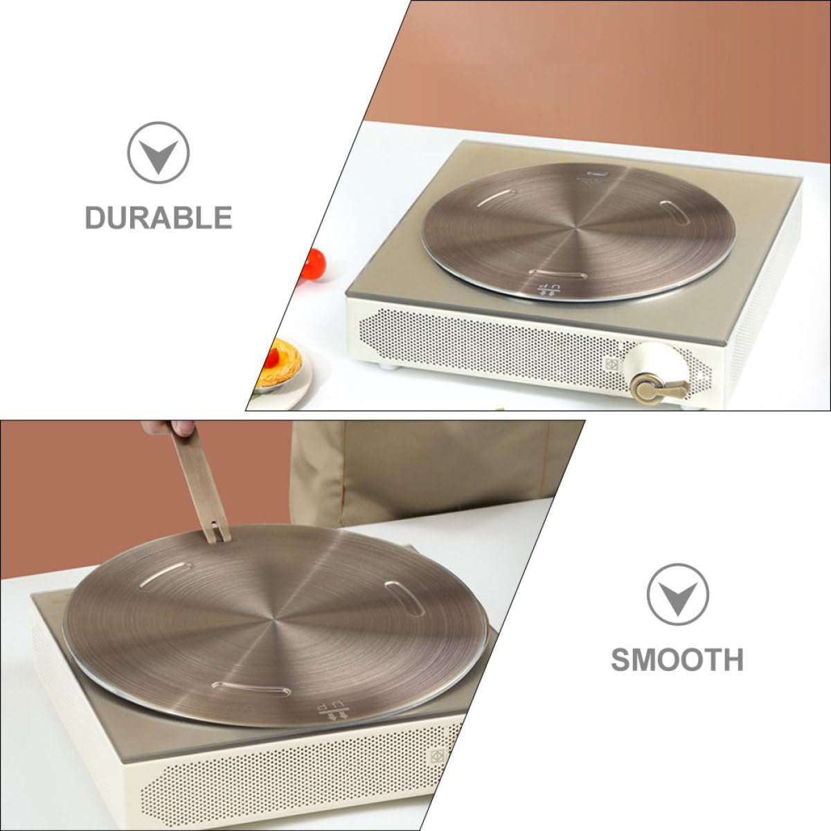 Placa de Transferencia de Calor de 20 Cm de Acero Inoxidable Rosa Dorado, Difusor de Calor para Estufa de Gas y Cocina de Inducción, Adaptador para Utensilios de Cocina, Accesorio