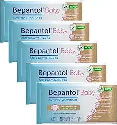 Kit com 5 Lenços Umedecidos Biodegradável 48un Cada Bepantol