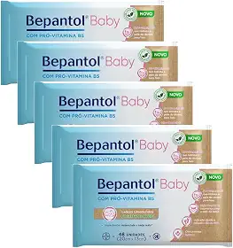 Kit com 5 Lenços Umedecidos Biodegradável 48un Cada Bepantol