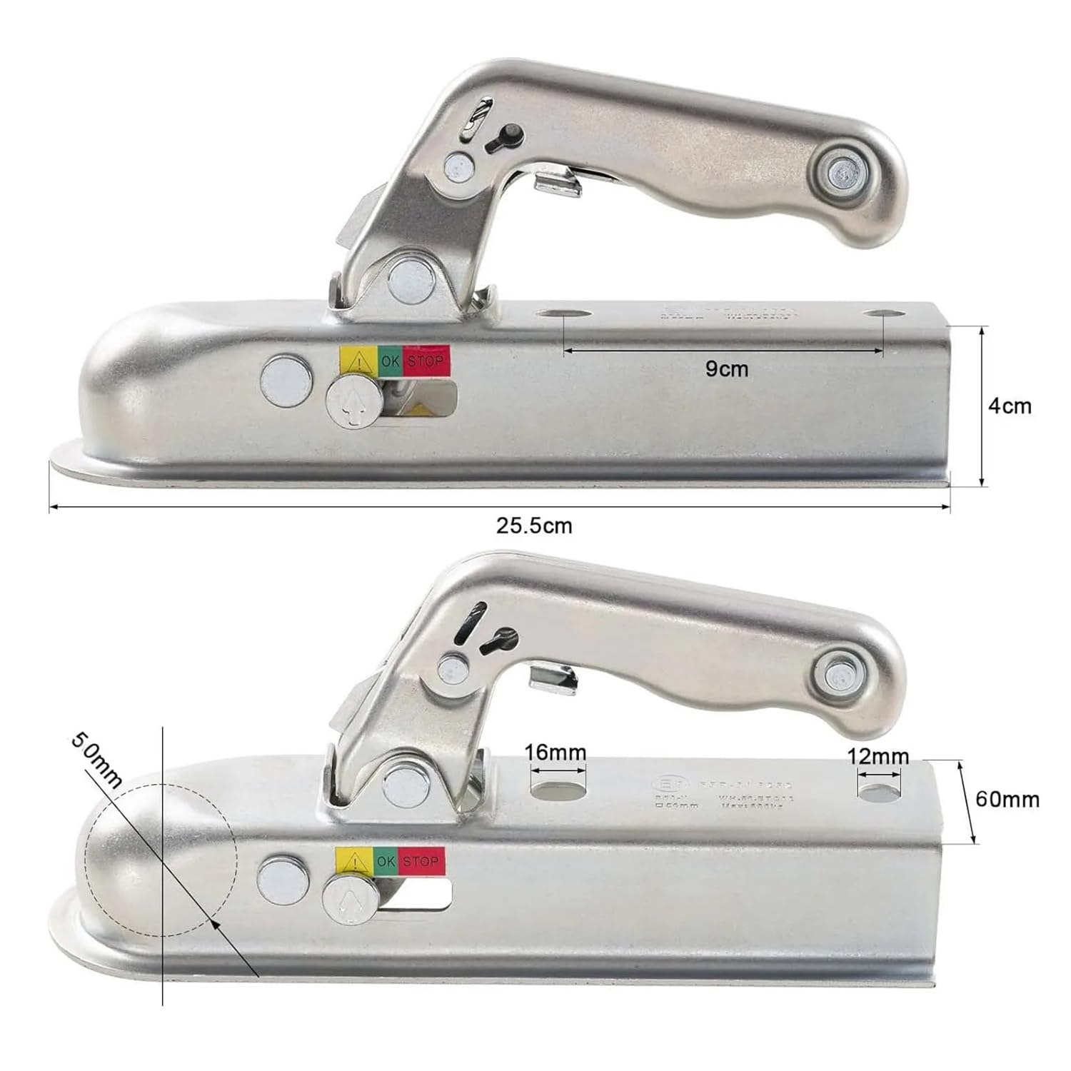 HEYOUTH Enganche de Remolque 60 mm,Acoplador para Remolque, hasta 1500 kg