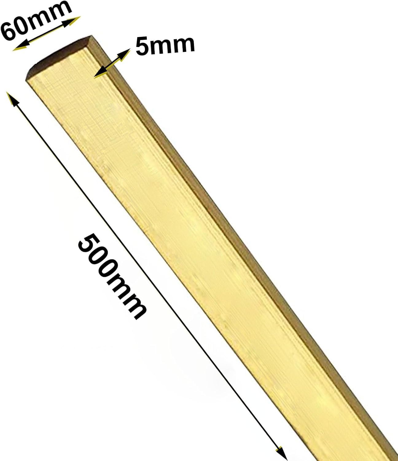 Barra Piatta in Ottone Massiccio, Spessore 5 mm, Lunghezza 500 Striscia in, Materiale del componente(60mm)