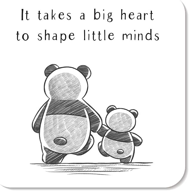 It Takes A Big Heart to Shape Little Minds Panda Teacher Coaster by Rors and Wren | Thoughtful Gifts | Thank You Teacher Gifts | Nursery Teacher Gifts | Teacher Presents | Miss Teacher | 9cm by 9cm