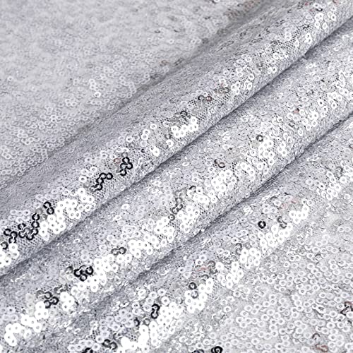 Oqsc Sequin Table Runners 72 Inches Long Christmas Glitter Rectangle Table Runner For Party, Wedding, Bridal, 10 Pcs, Silver #TOP5