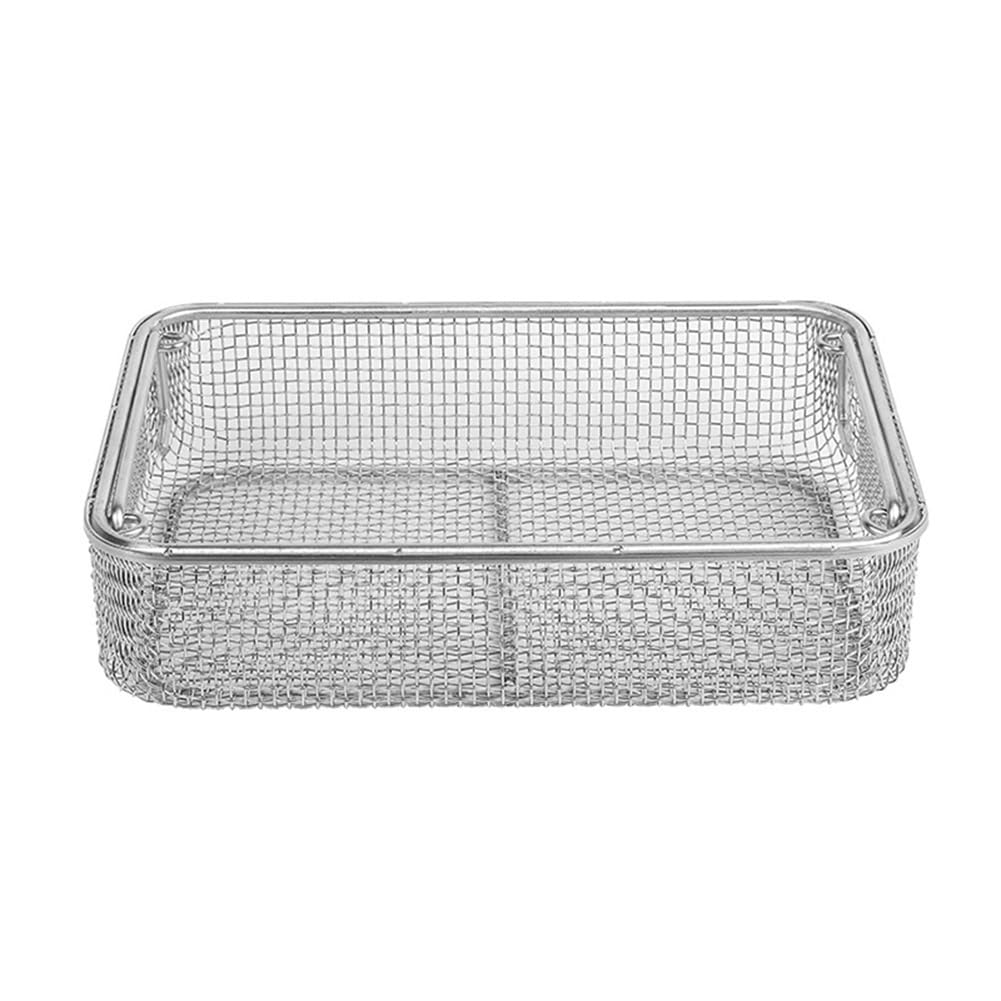 Bandeja para instrumentos quirúrgicos con mango retráctil, cesta de desinfección de acero inoxidable 304 para instrumentos médicos y dentales, duradera y fácil de limpiar