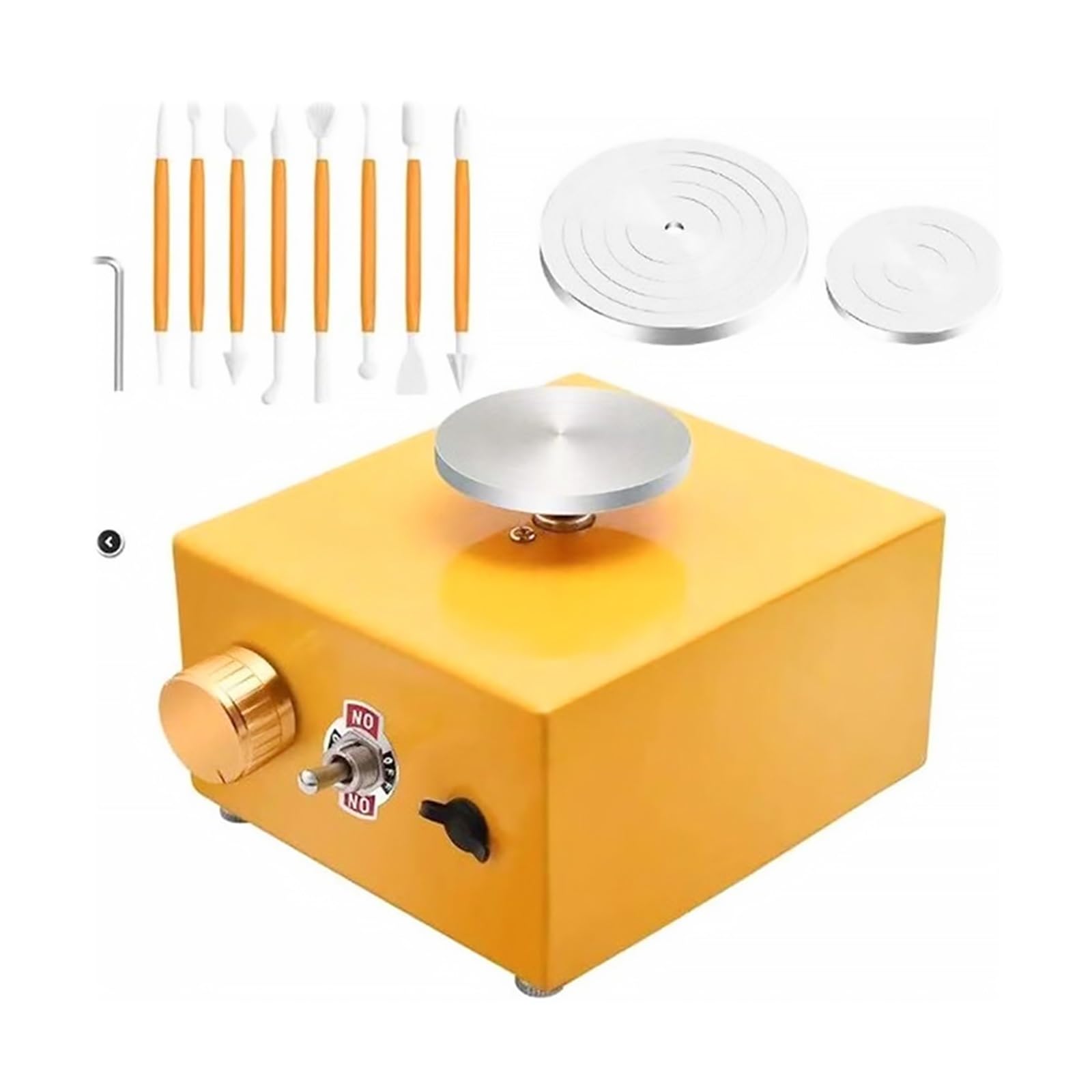 Rsgxlfqzvak Giallo Mini Turntables Pottery Wheel Pottery Machine, Electric Pottery Wheel Diy Craft Potter's Wheel Ceic Tools Clay Tools With Tray(Giallo)