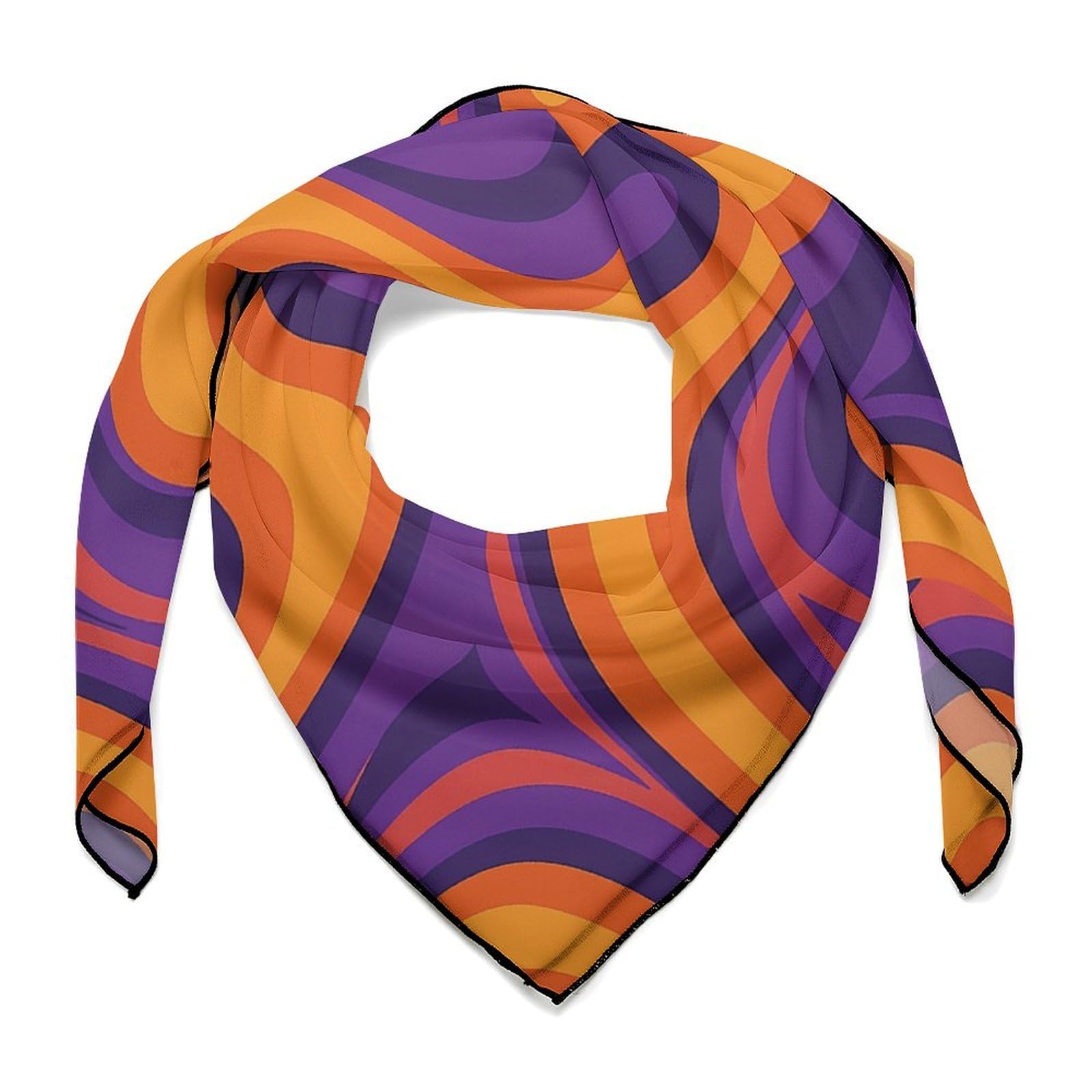QLPTM Orange And Purple Pattern Head Scarf for Women Lightweight Fashion Wraps Headscarf Neck Scarf Sunscreen Shawls for Gift Scarves 27" X 27", Orange and Purple Pattern, One Size