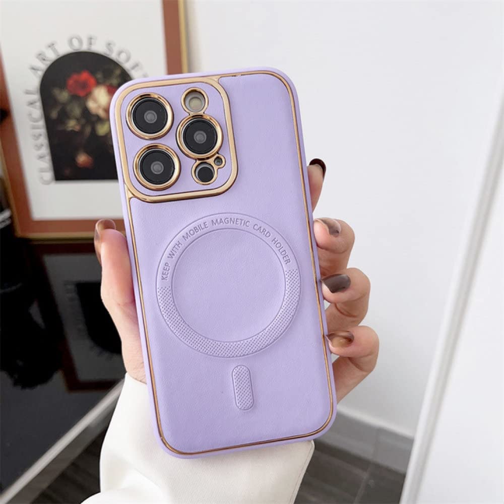 Étui en cuir iPhone 14 Pro Max magnétique et antichoc