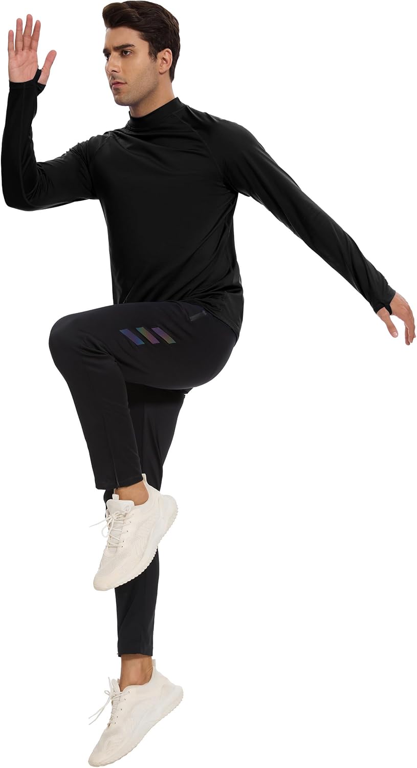 Men's Fleece Lined Thermal Shirts Midweight Crew/Mock Neck Base Layer Long Sleeve Top Cold Weather Workout - Image 5