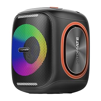 Promate True Wireless Speaker 40W, Stereo Sound HD with Dynamic RGB Light, 4 Audio Modes, 6000mAh Battery, IPX5 Water-Resistance, Built-in Subwoofer