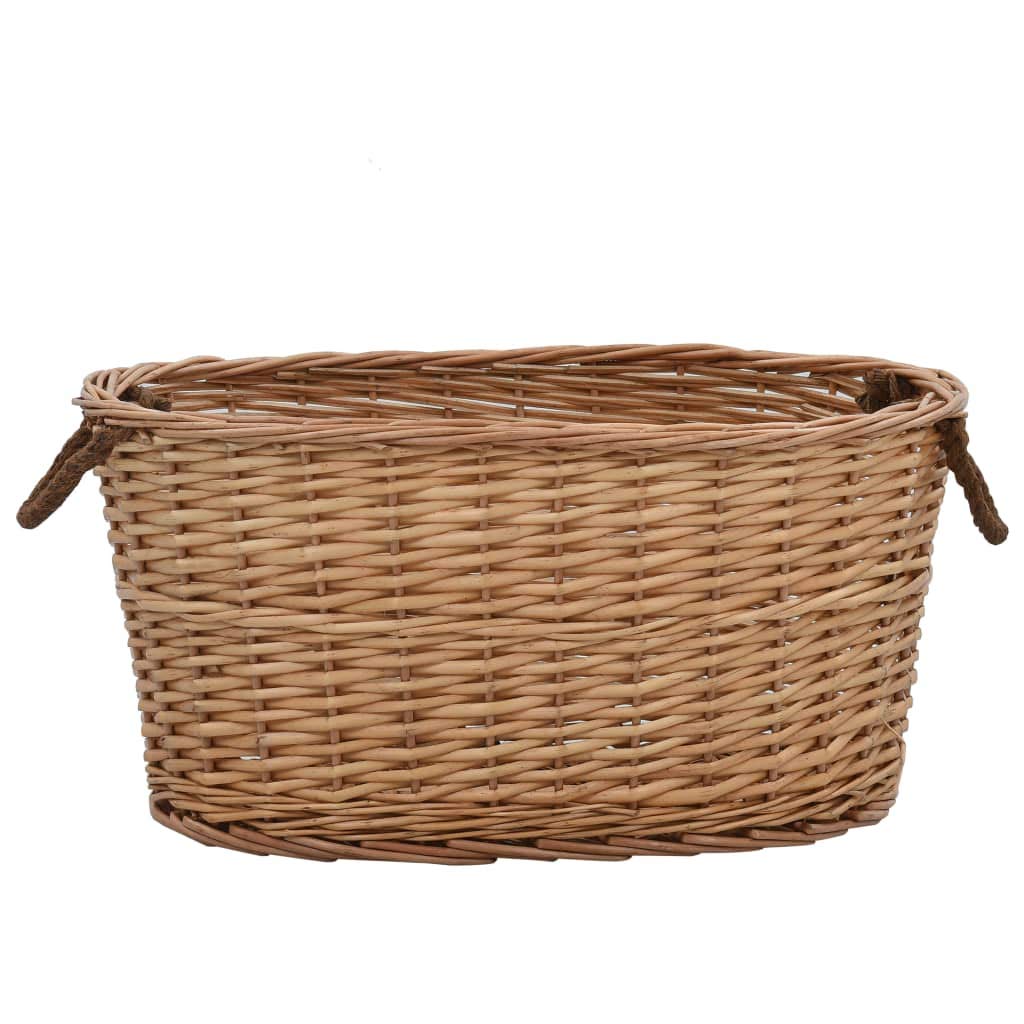 Festnight Cesta para Leña con Asas de Transporte Sauce Leñero para Interior Exterior Natural 58x42x29cm