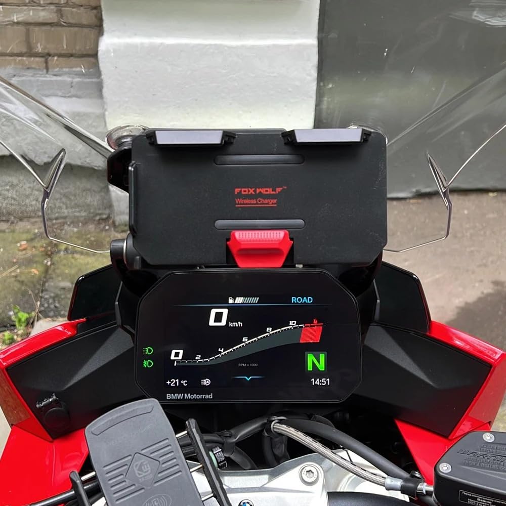 Uniwersalna bezprzewodowa ładowarka motocyklowa uchwyt nawigacyjny szybkie ładowanie 22 mm | Nowy kompatybilny z uchwytem GPS Versys 650 Tracer 7