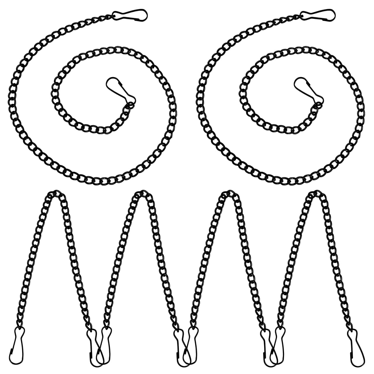 jojofuny 6pcs Black Iron Tag Chains with Snap Clips - Heavy Duty Hanging Chain Set for Garden Plant Hangers, Door Signs & Flower Pots, Outdoor Hanging Decor