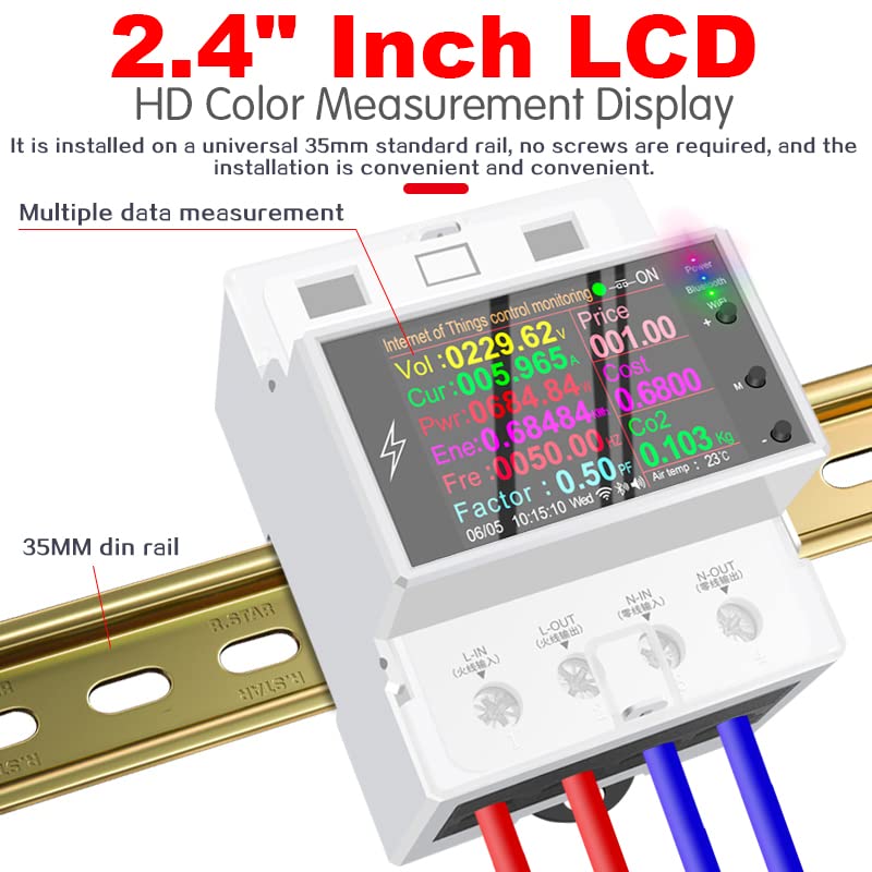 Image showing the AT4PW Smart Switch mounted on a 35mm DIN rail, highlighting its easy, screw-less installation.