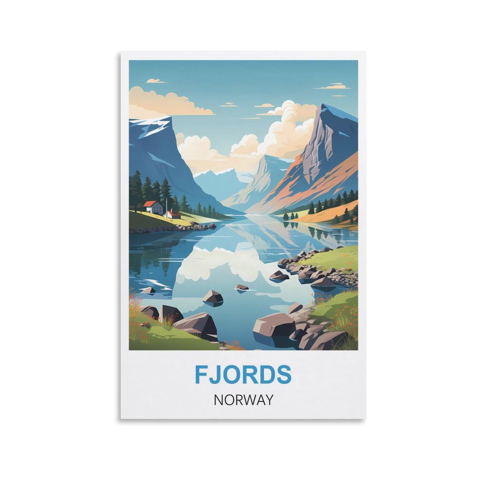 Wgmdoee Unframe-Style Fjords Norway Vintage Travel Posters 08X12inch(20X30cm) Canvas Poster Living Room Wall Art Home Decor