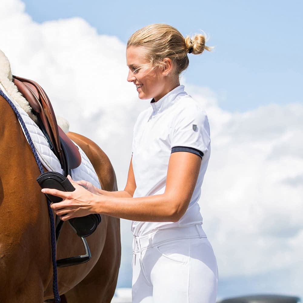 HORZE Polo Technique Taylor, Femme, Blanc, 40