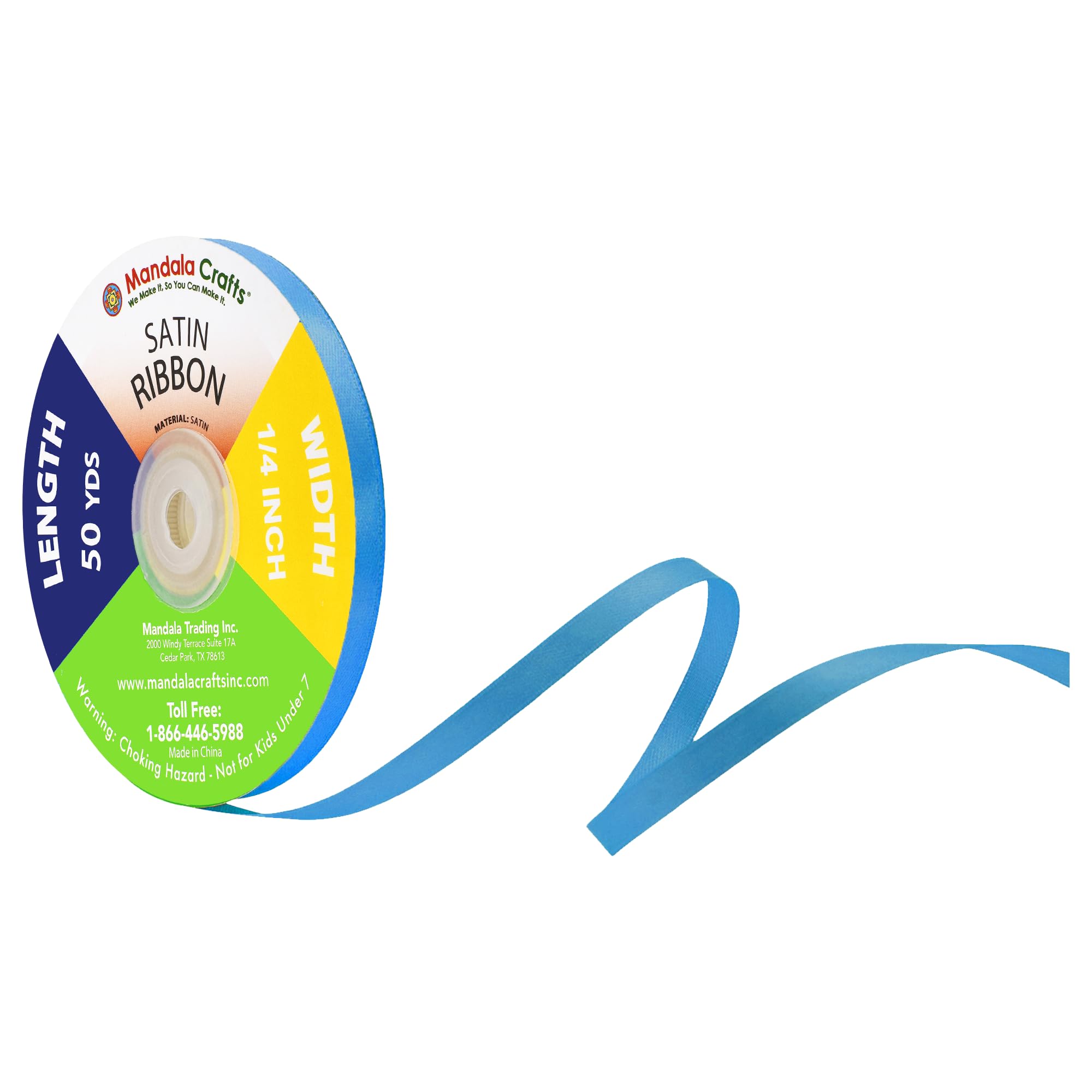 Mandala Crafts Slate Blue Satin Ribbon for Crafts - 50 Yards 1/4 Inch Wide Fabric Ribbons for Gift Wrapping, Flower Bouquets, and Wedding Party Décor