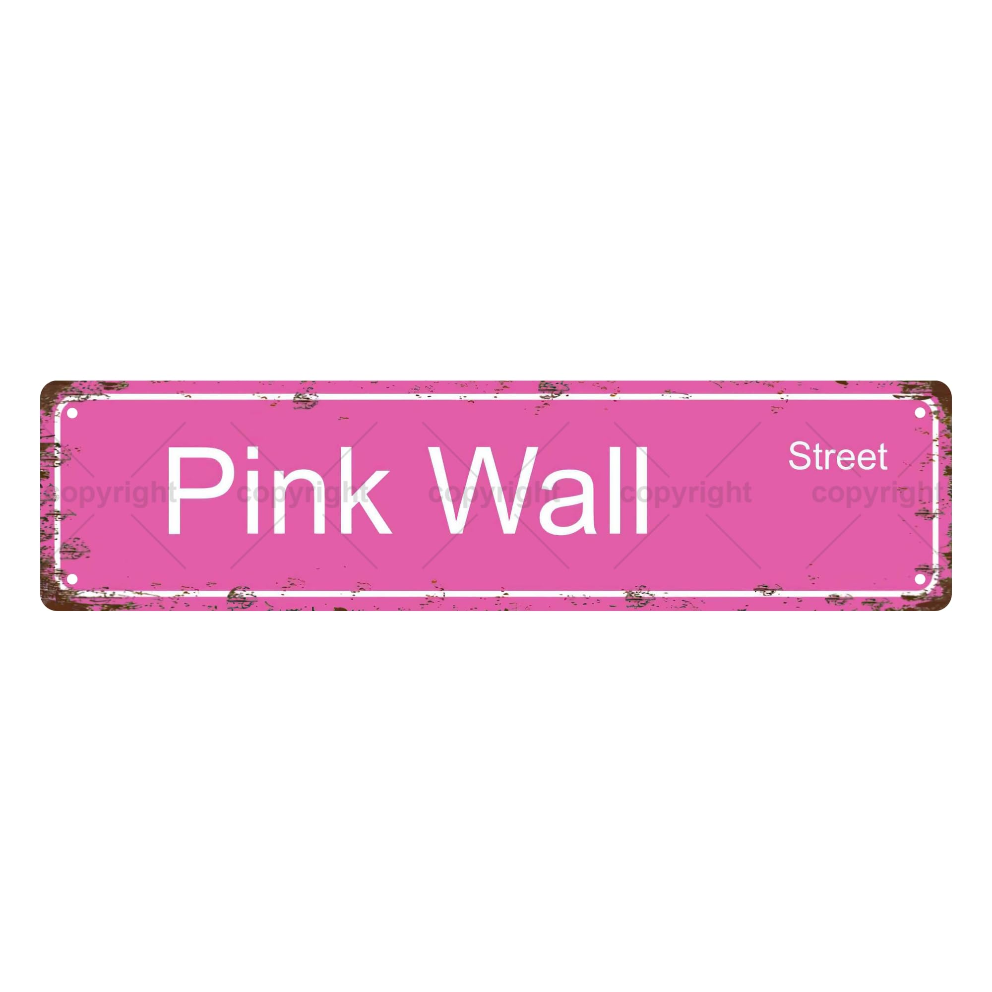Pink Wall Street Vintage Metal Tin Sign,Street Sign,Home Decor,Room Decor,Wall Decor,Bathroom Decor,Bar Decor,Cafe Decor,Garage Decor,4x16 Inch