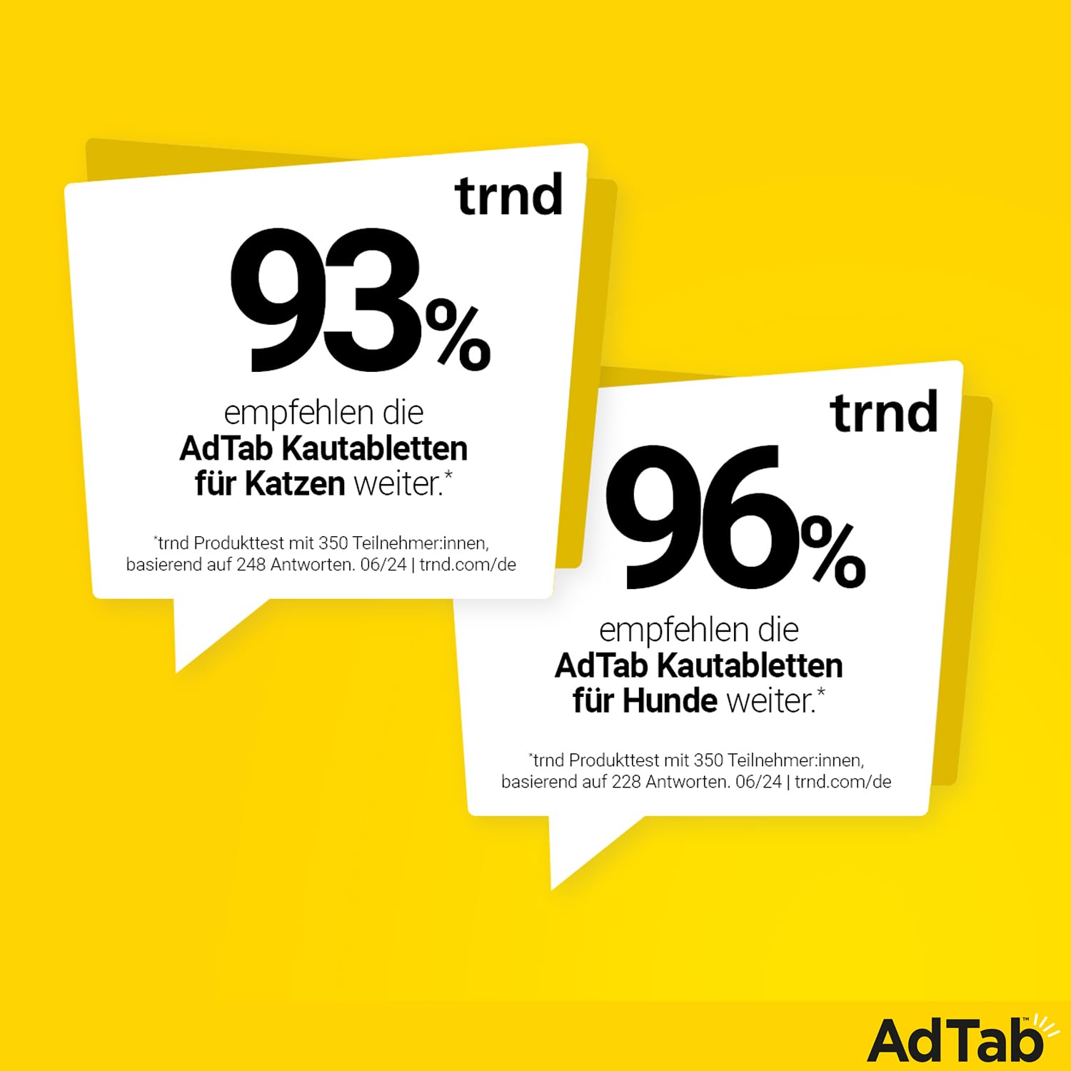 AdTab Kombi-Set: Zecken- & Flohschutz für eine Katze mit >2-8 kg und einen Hund mit >5,5-11, 2 Packungen mit je 3 Kautabletten, einfach zu verabreichen & schmackhaft