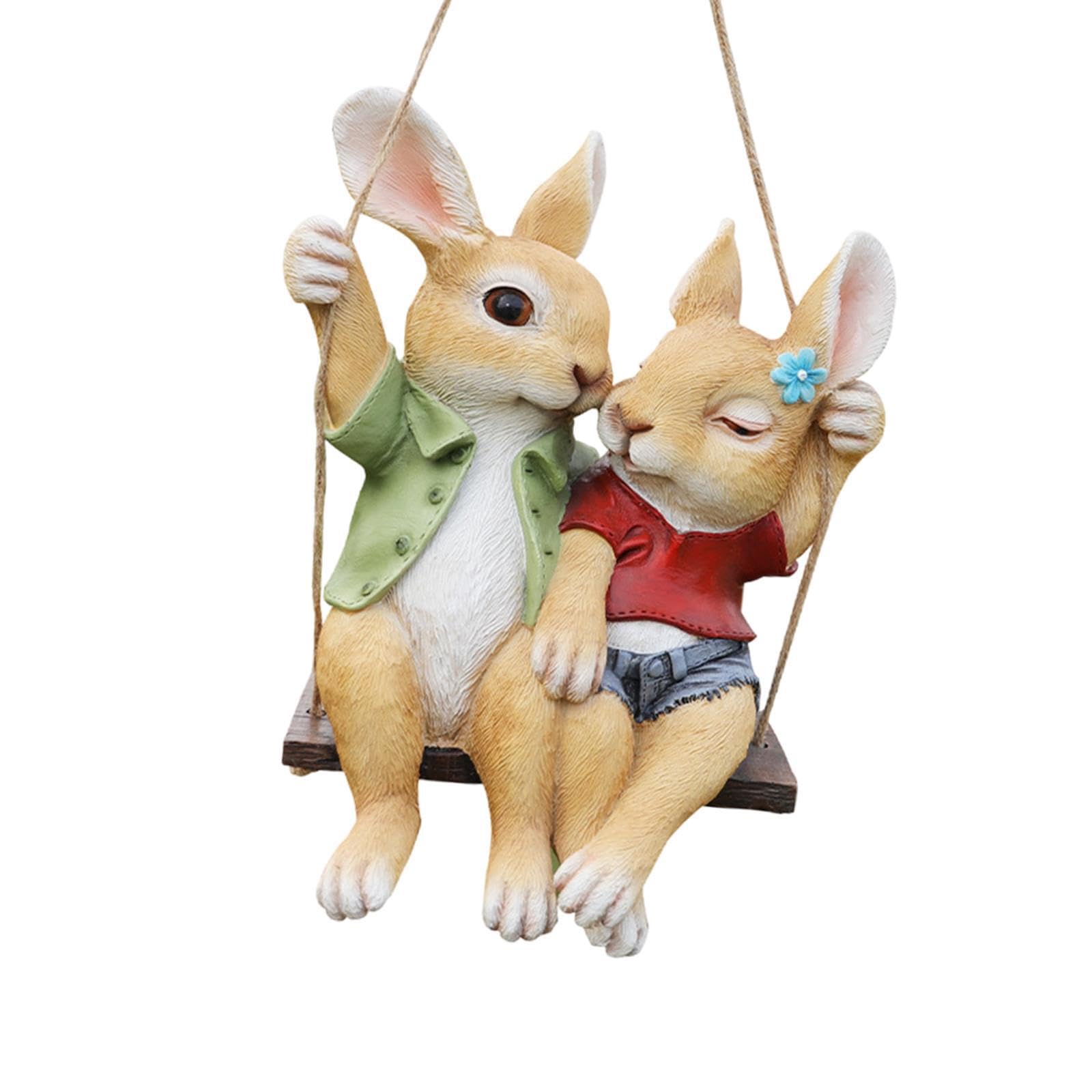 mophrati Super Cute Bunny Figurine Ornament Lovely Rabbit Garden Statue