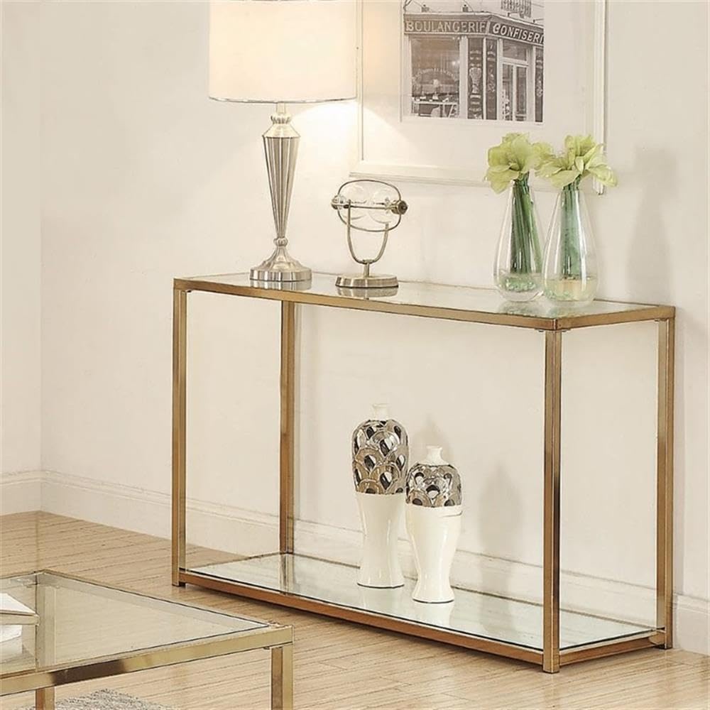 Coaster Furniture Sofa Table with Mirror Shelf Chocolate Chrome 705239