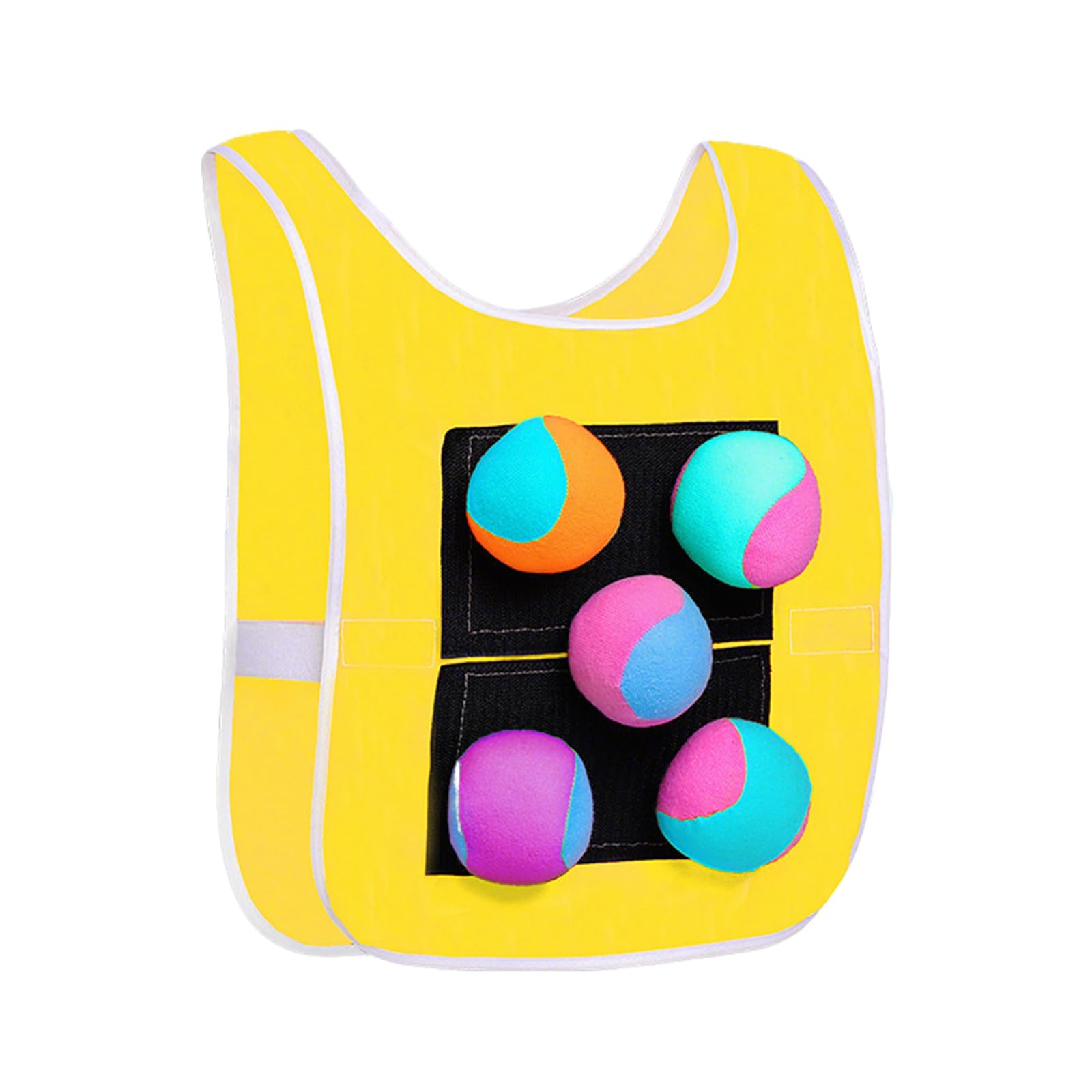 FUNLOV Dodgeball Target Set, Sticky Vests with 5 Soft Fleece Tag Balls, Catch Target Vest, Kids Throwing Game, Outdoor Family and Sports Activities for Kid and Parents Outside Play (Yellow,adult)