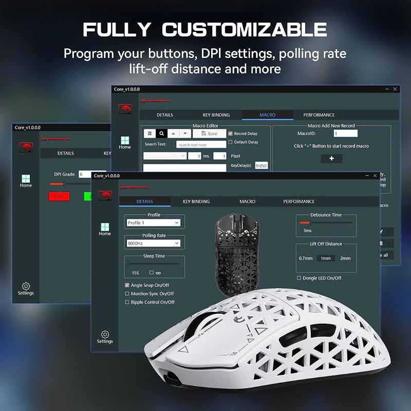 MAMBASNAKE M5 Ultra Szénszálas 8000Hz Vezeték Nélküli Gaming Egér, 39g Szuperkönnű, 42000DPI, Bluetooth/2.4G/USB-C, PC/Mac Kompatibilis