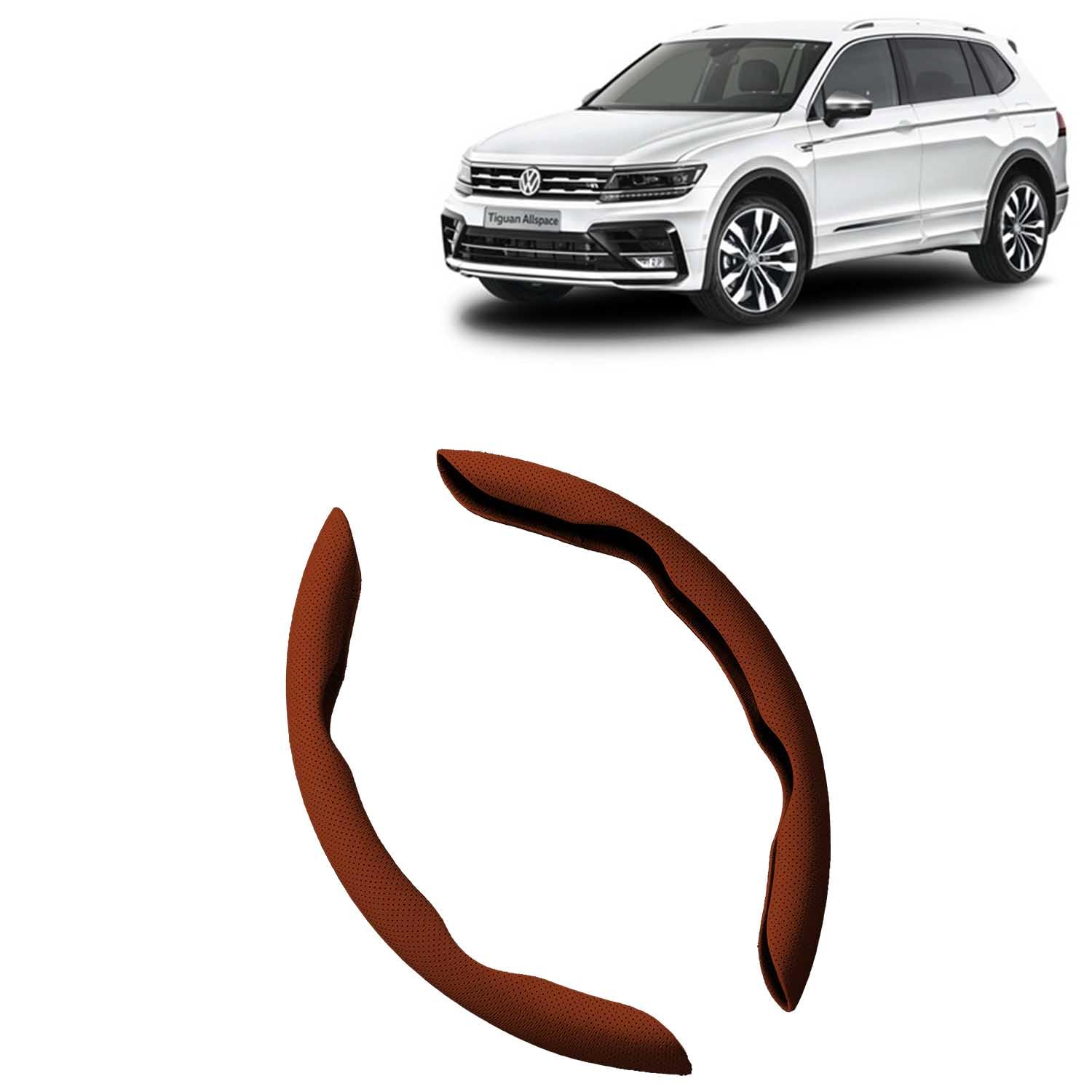 KINGSWAY® Premium PU Leatherette Tan Steering Wheel Grip Cover Compatible with Volkswagen Tiguan (2021 Onwards) - Universal Use Stylish and Non-Slip Car Interior Accessories, Set of 2 Pieces-image-29