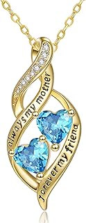 Birthday Gifts for Mom 14K Gold Exquisite Birthstone Necklace