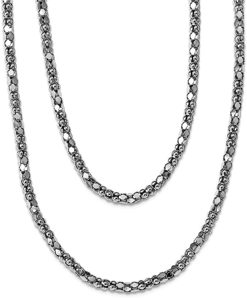 JewelryWeb 925 Sterling Silver Rhodium With 2 In Ext Fancy 2 Strand Necklace 18 Inch Strand Necklace for Women
