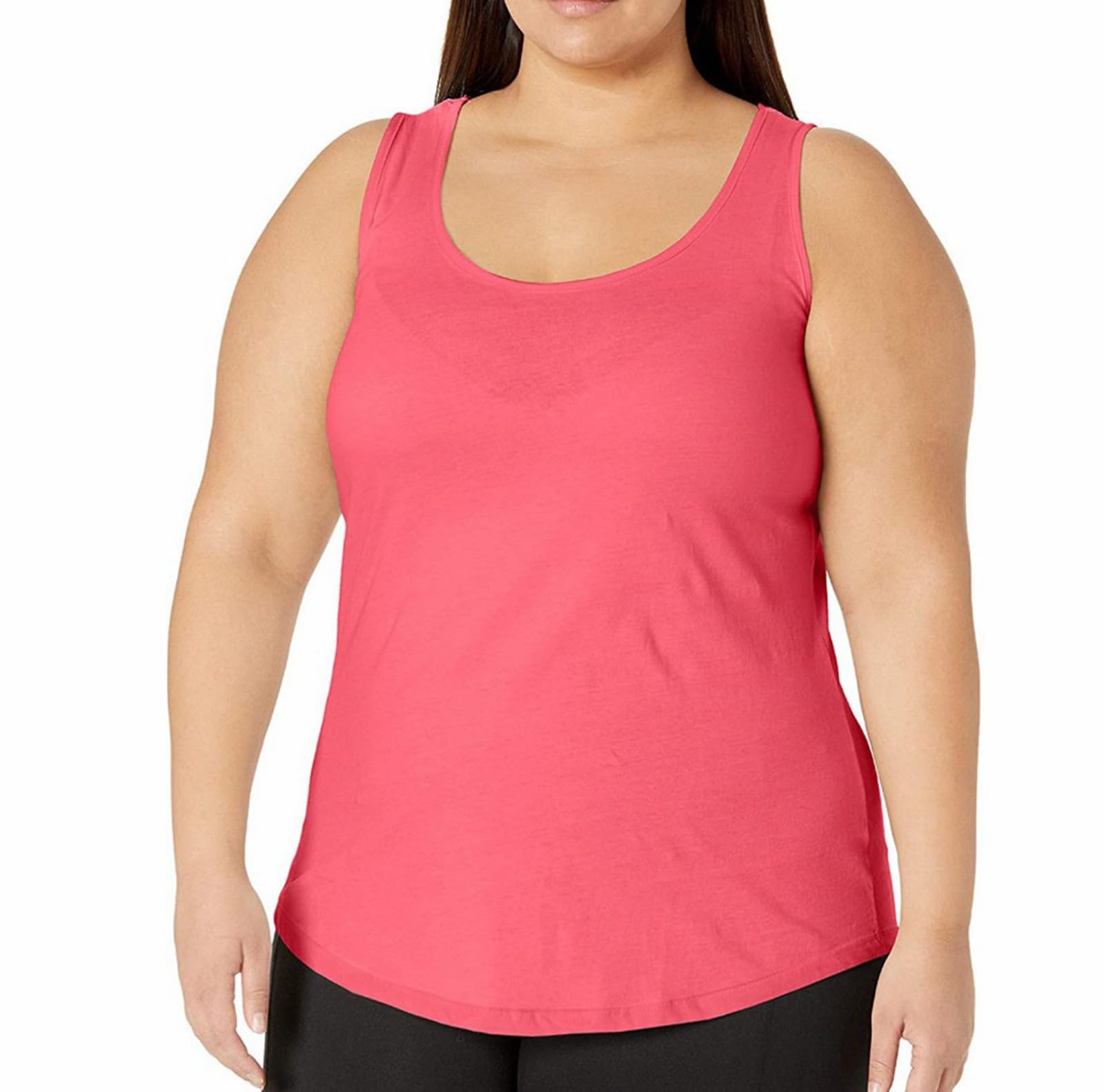 Generic Camiseta de tirantes de gran tamaño para mujer, de verano, tallas grandes, chaleco sin mangas, monocolor, blusa básica, ajustada, túnica, deportiva, informal, camiseta clásica