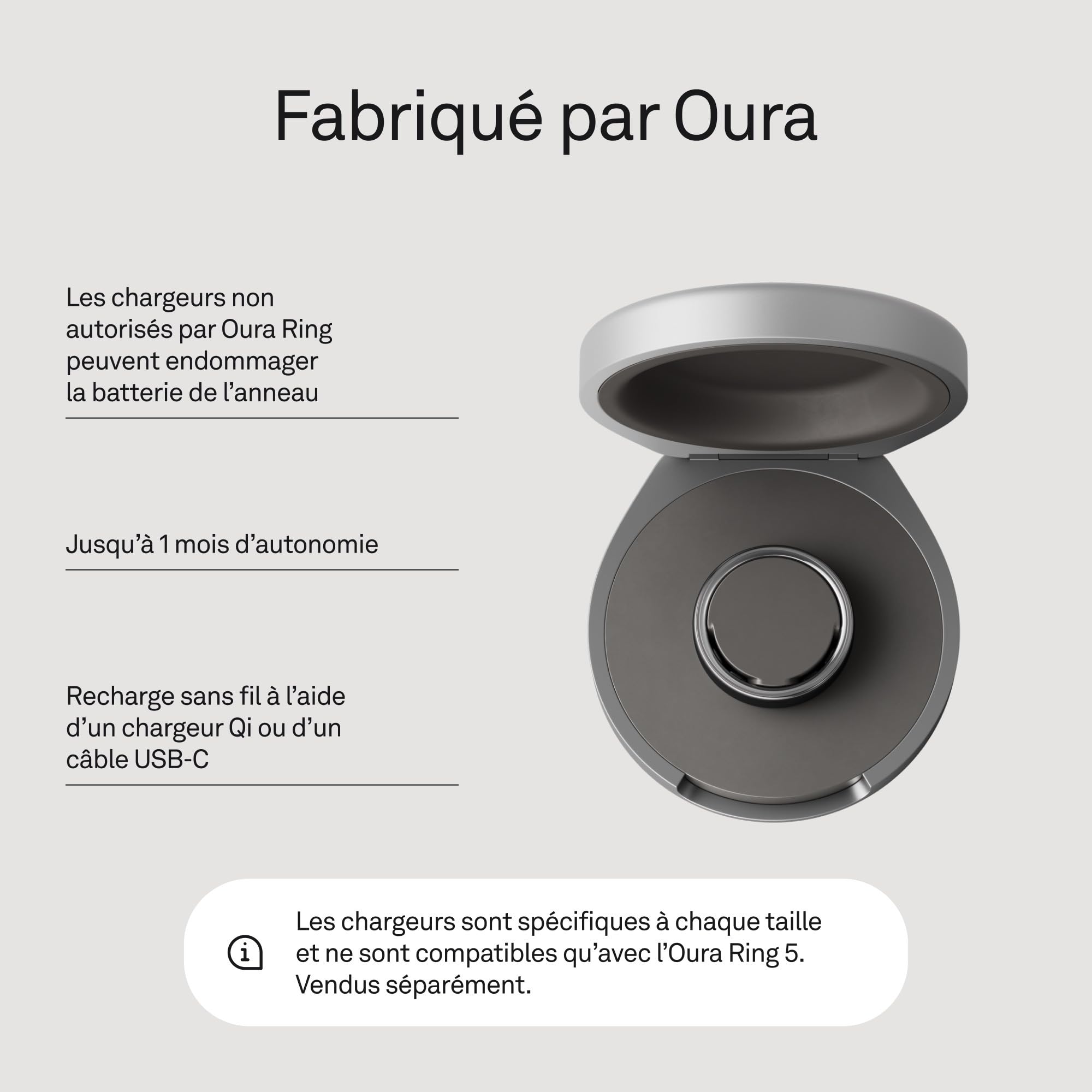 Oura Ring 5 - Chargeur Portable - Taille 10