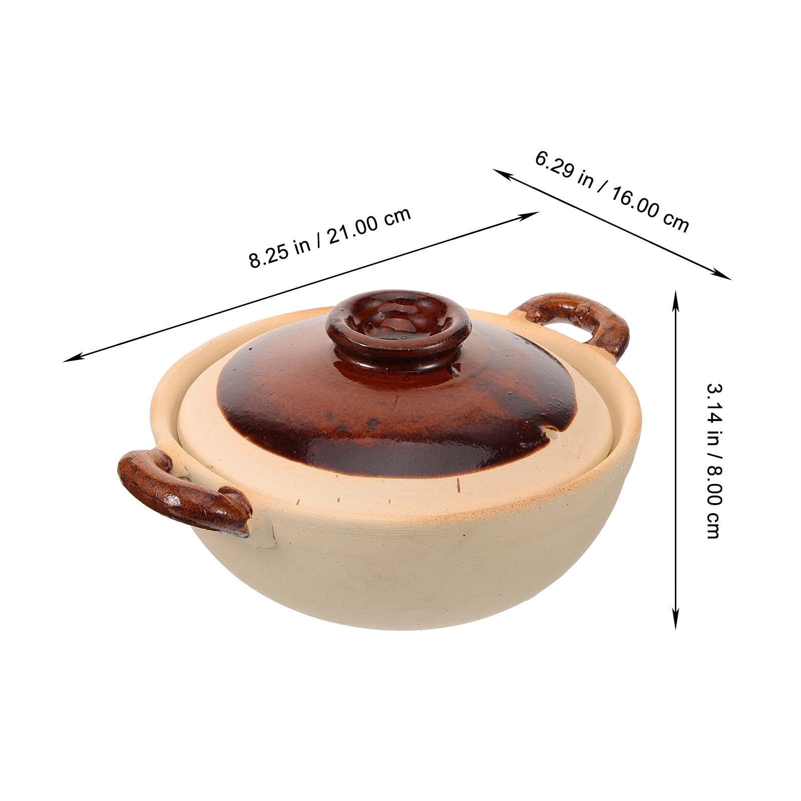 BESTYASH Casseruola Resistente a Crepe e Rotture da 500ml di Argilla per Stufati Domestici per Brasare Pollo e Altre Preparazioni in Cucina