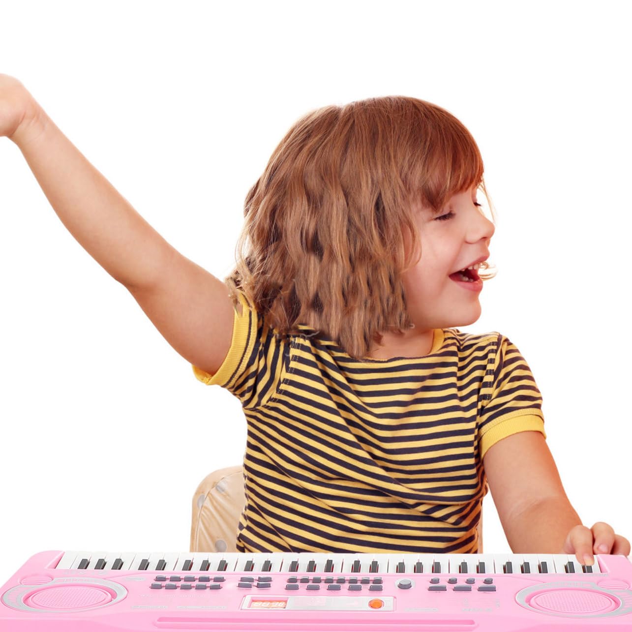 Juguete de Piano Electrónico de Simulación 61 Teclas Rosa para Niños