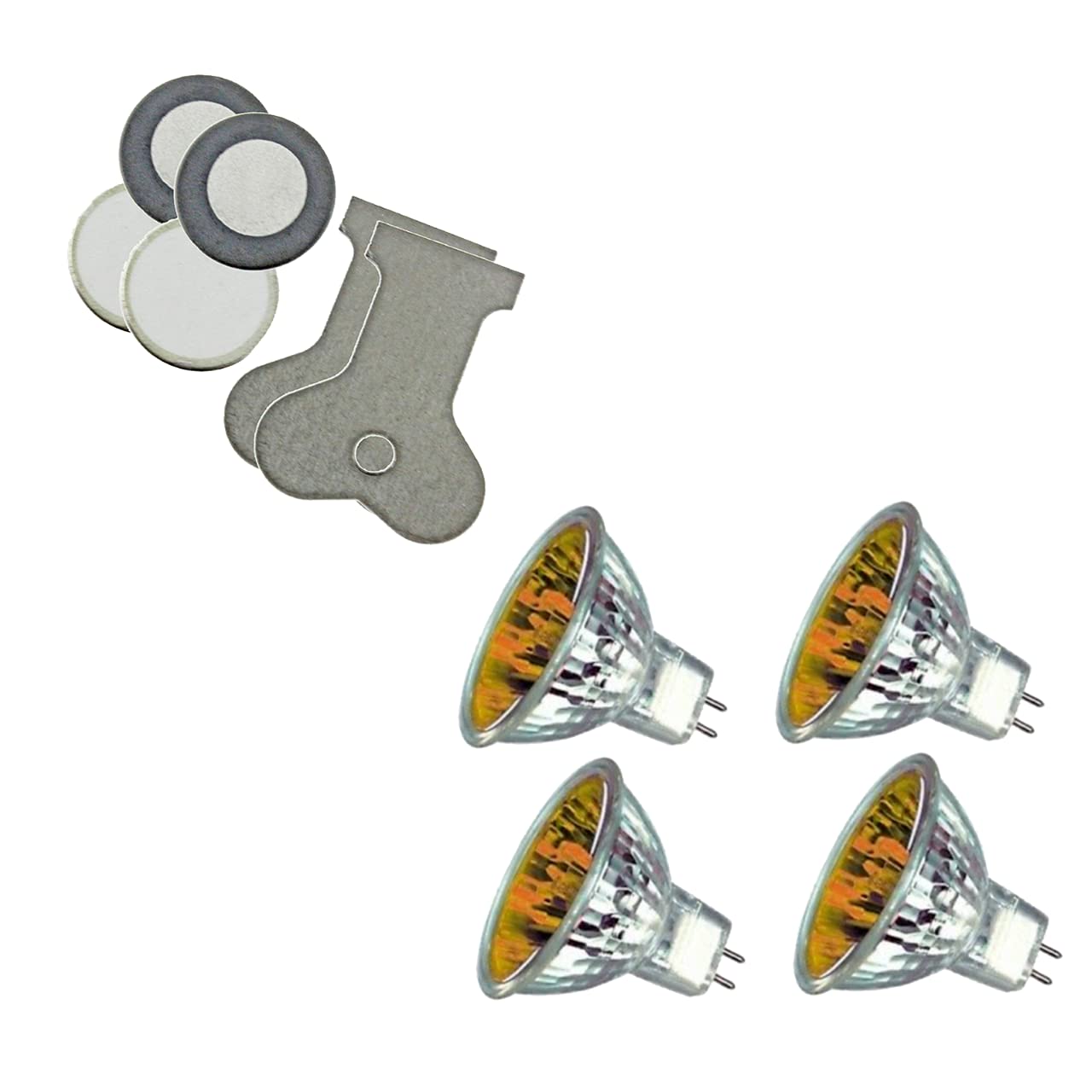 bartyspares 4 x Glass Transducer Disks & 4 x Lamps for DIMPLEX Opti-Myst Electric Fire Heater