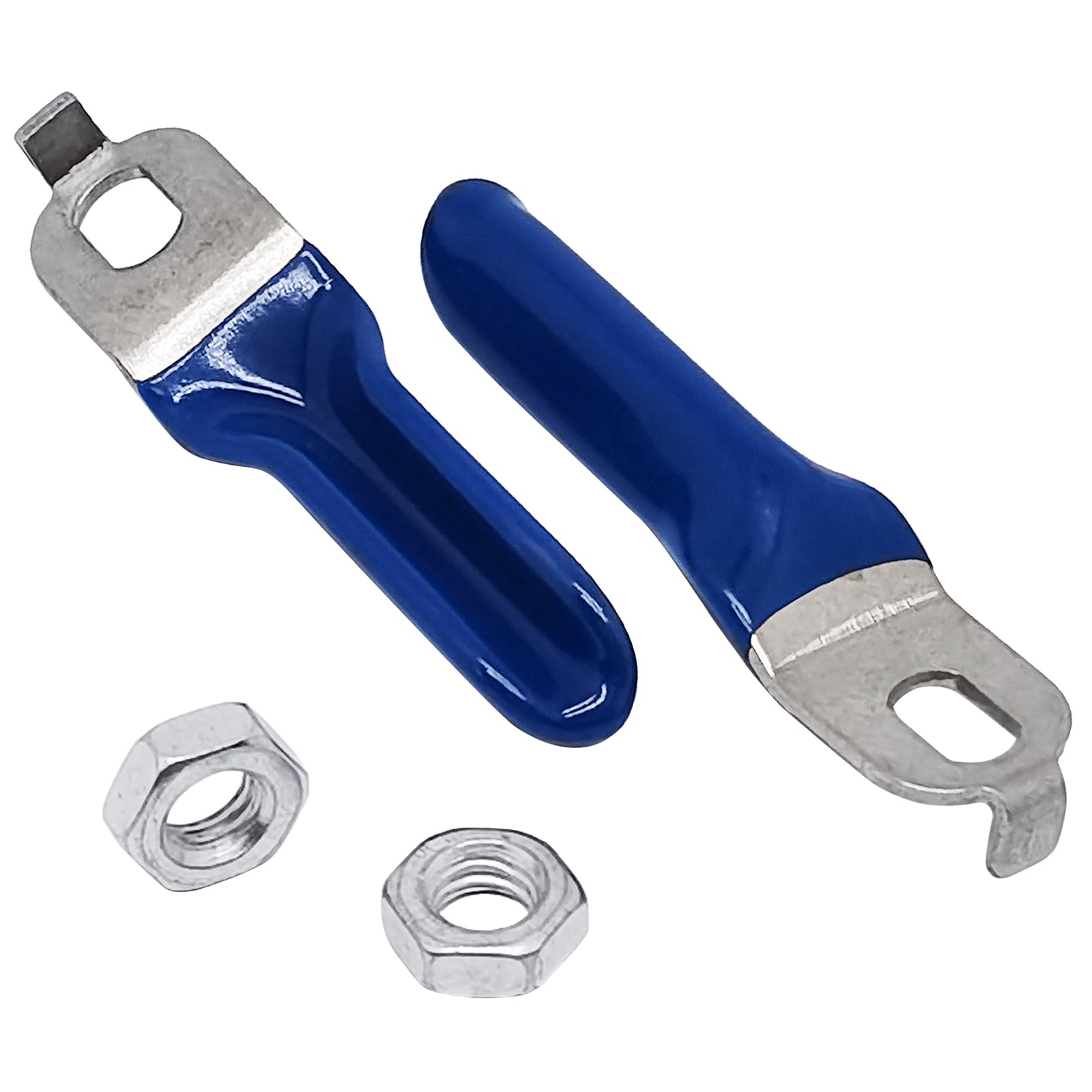 2 Pieces Hole Size 5x7mm 201 Stainless Steel Ball Valve Handle with Blue Plastic Handle Grip & Nut for Ball Valve (One Claw)