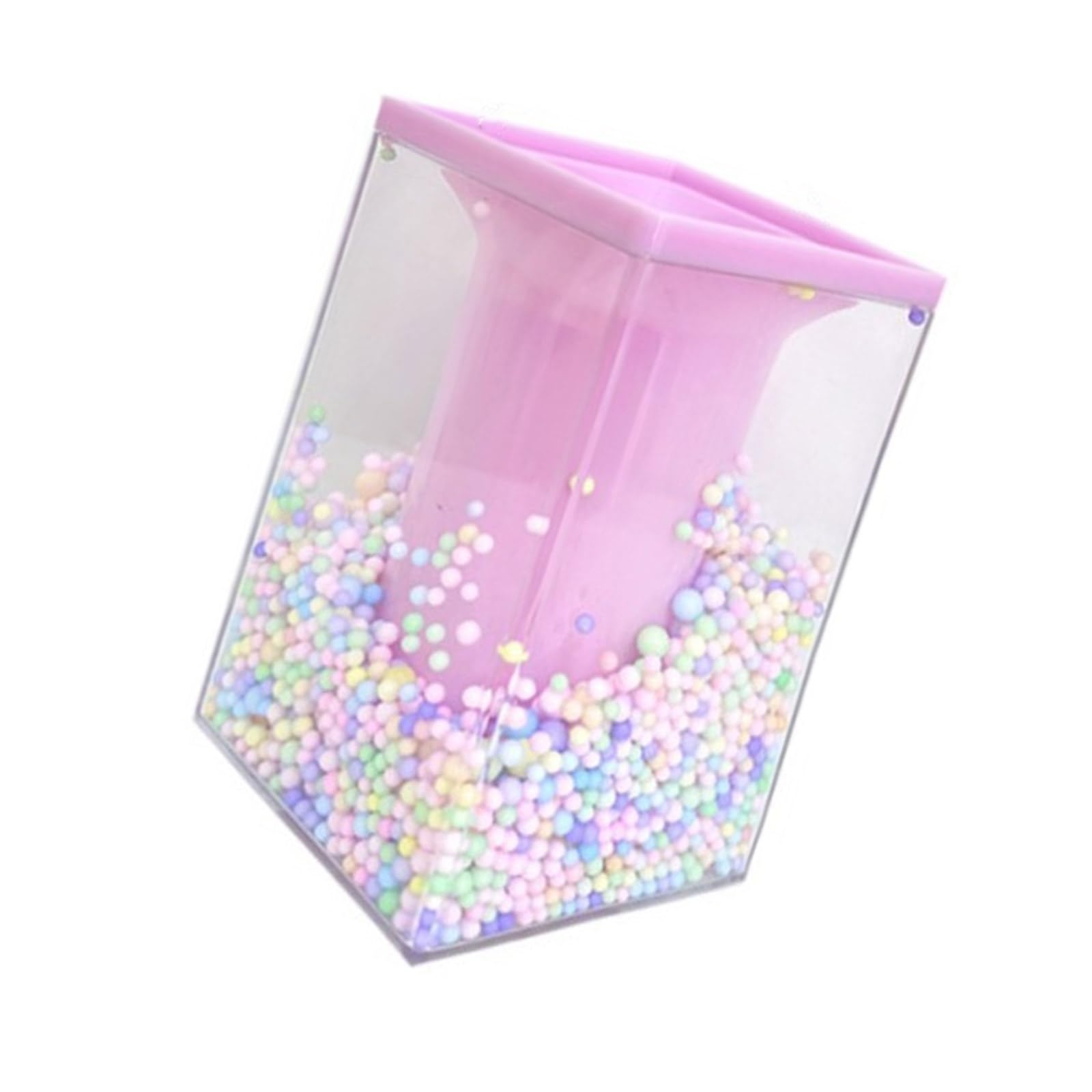Woedpez Colorful Foam Ball Square Shape Pen Cup Desktop Makeup Organiser Cosmetic Storage Box for Bedroom Vanity Countertop Square Pen Organiser