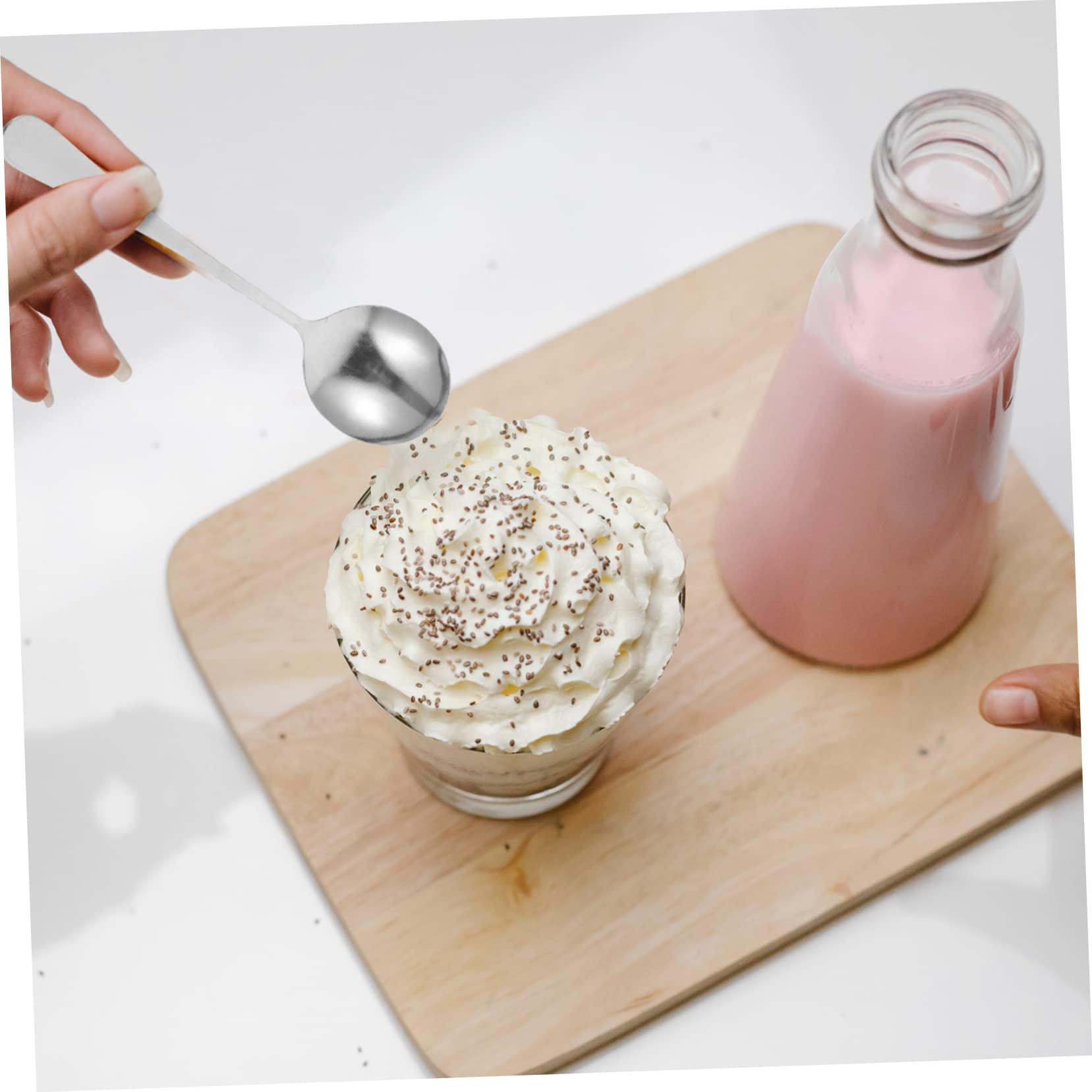 Garneck 6pcs Stainless Steel Soup Spoons Multifunction Cooking Spoon Set for Soup Silverware Smooth Handle