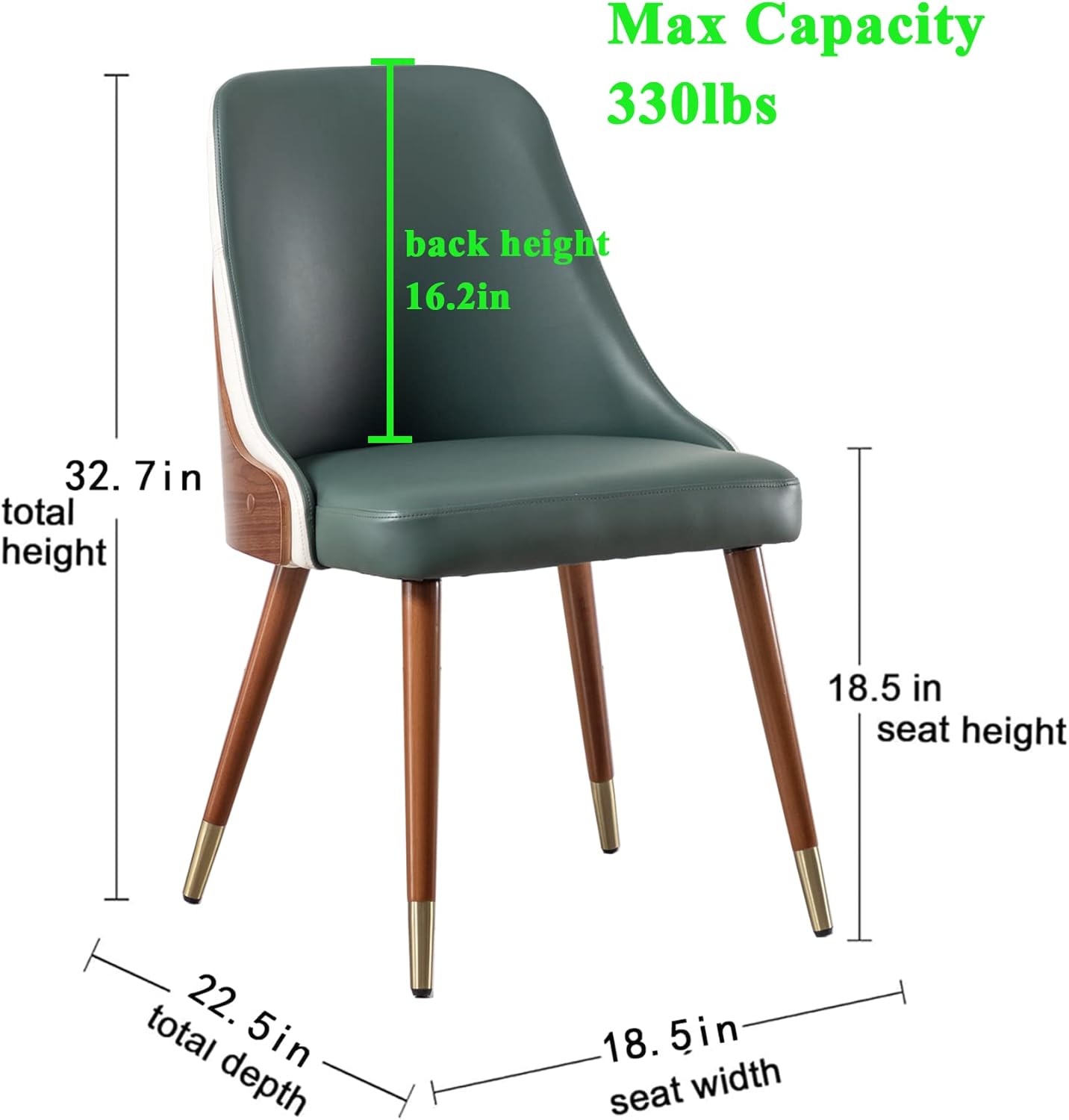 Buy LUNLING Mid Century Modern Dining Chairs Green Faux Leather