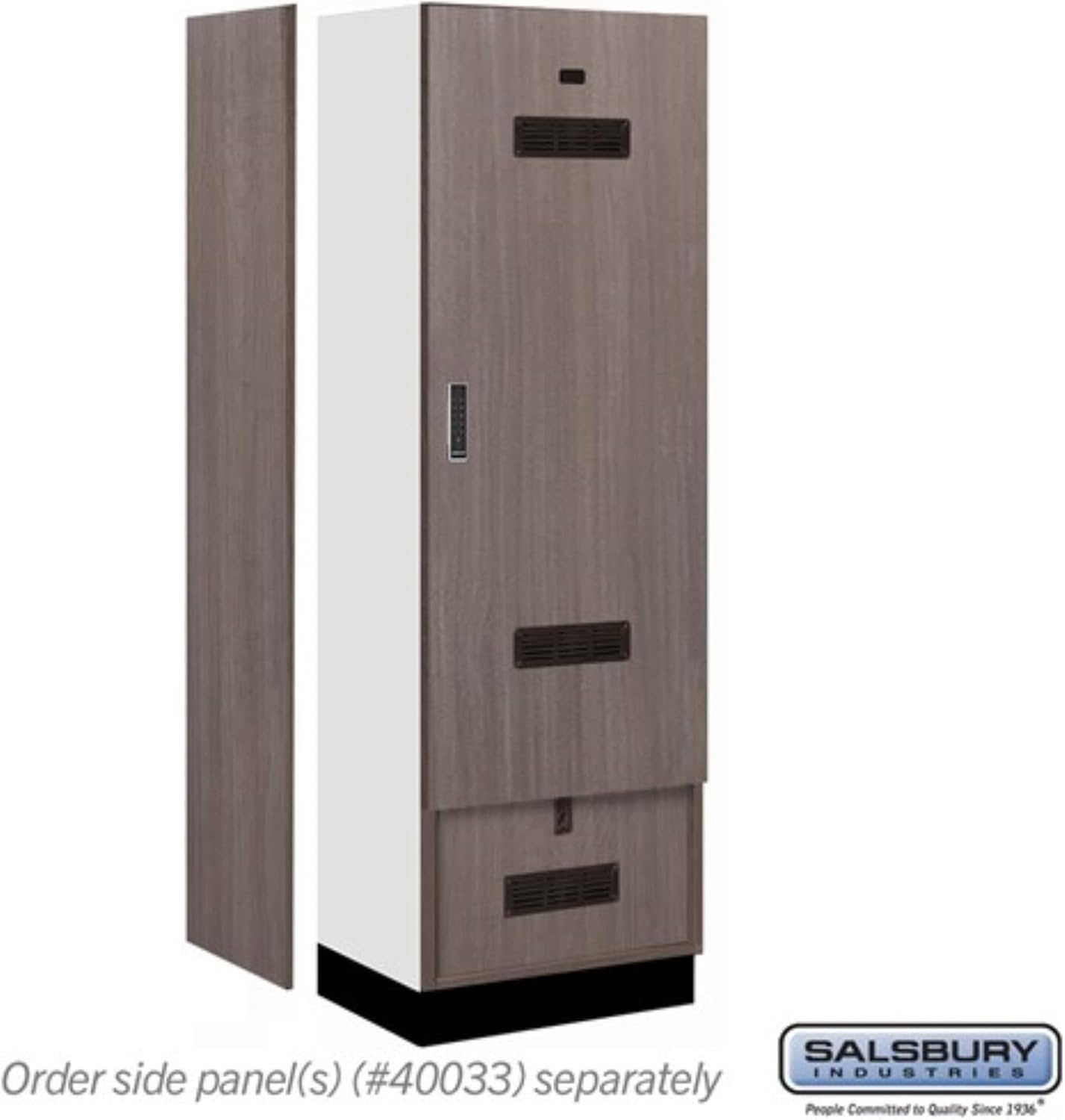 Salsbury 24" Wide Premier Wood Gear Locker - 6 Feet High - 18 Inches Deep - Skyline Walnut - Black Electronic Locks
