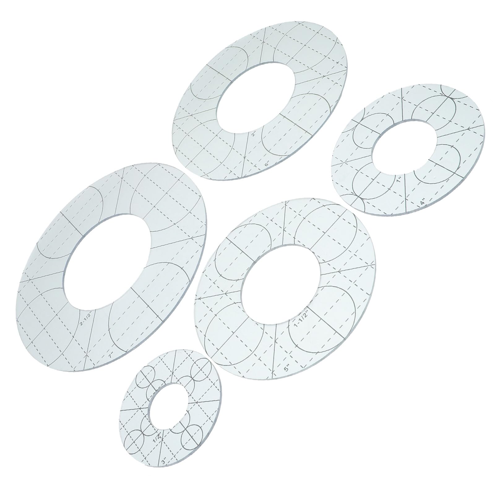 Righello Resistente All'abrasione 5 Pezzi per Patchwork in Acrilico e Portatile per Cucito e Quilting Fai da Te
