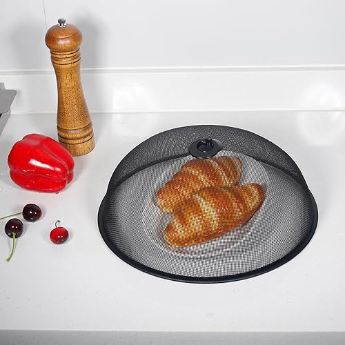 Miniatura 4 de Juego de 5 fundas de cocina de lujo, colador y tapa de salpicaduras, cesta de drenaje negra y cubierta de malla metálica para alimentos, para