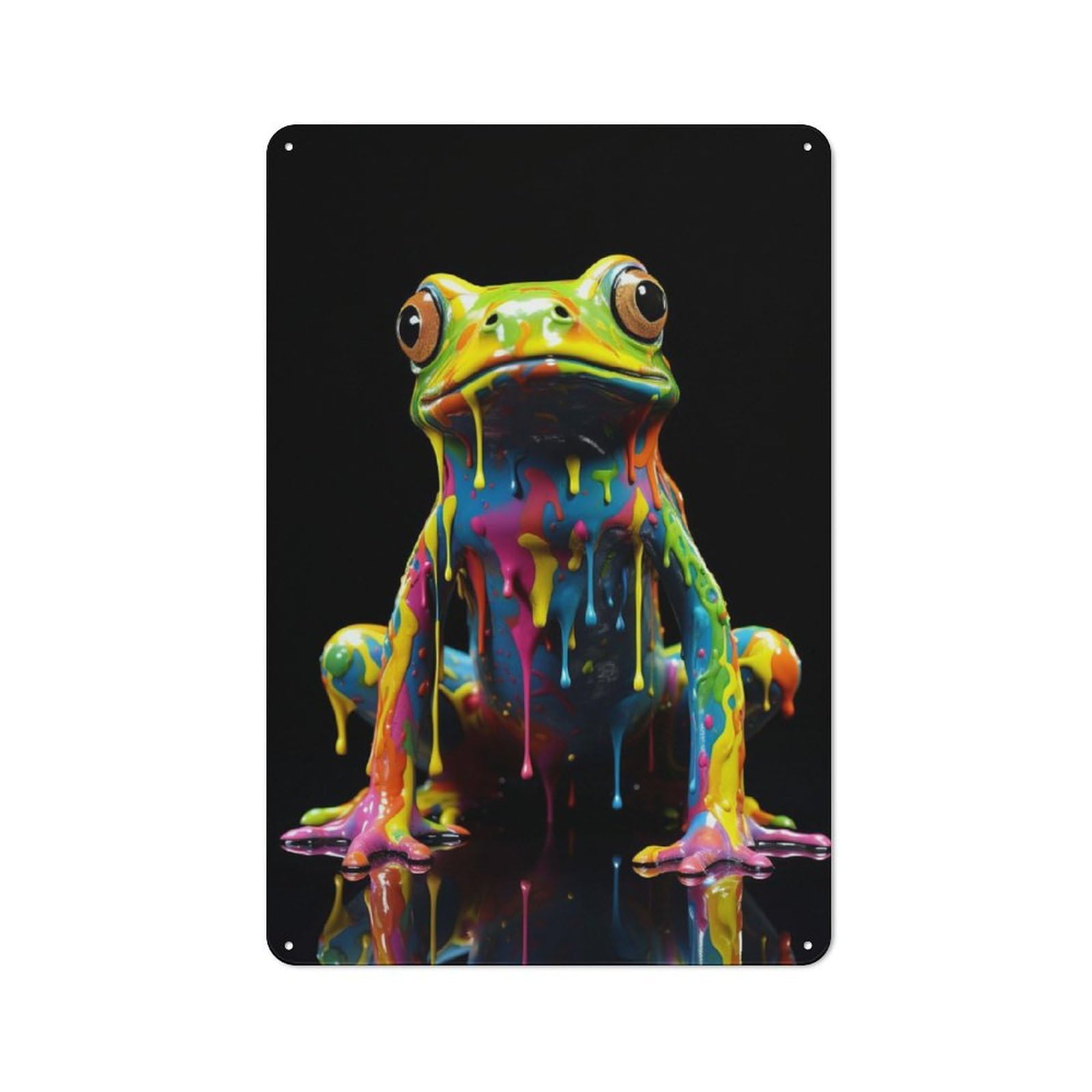 Retro Rainbow Frog Metal Wall Plaque 30x20cm, Nostalgic Wall Art for Living Room, Hallway, Kitchen Or Cafe