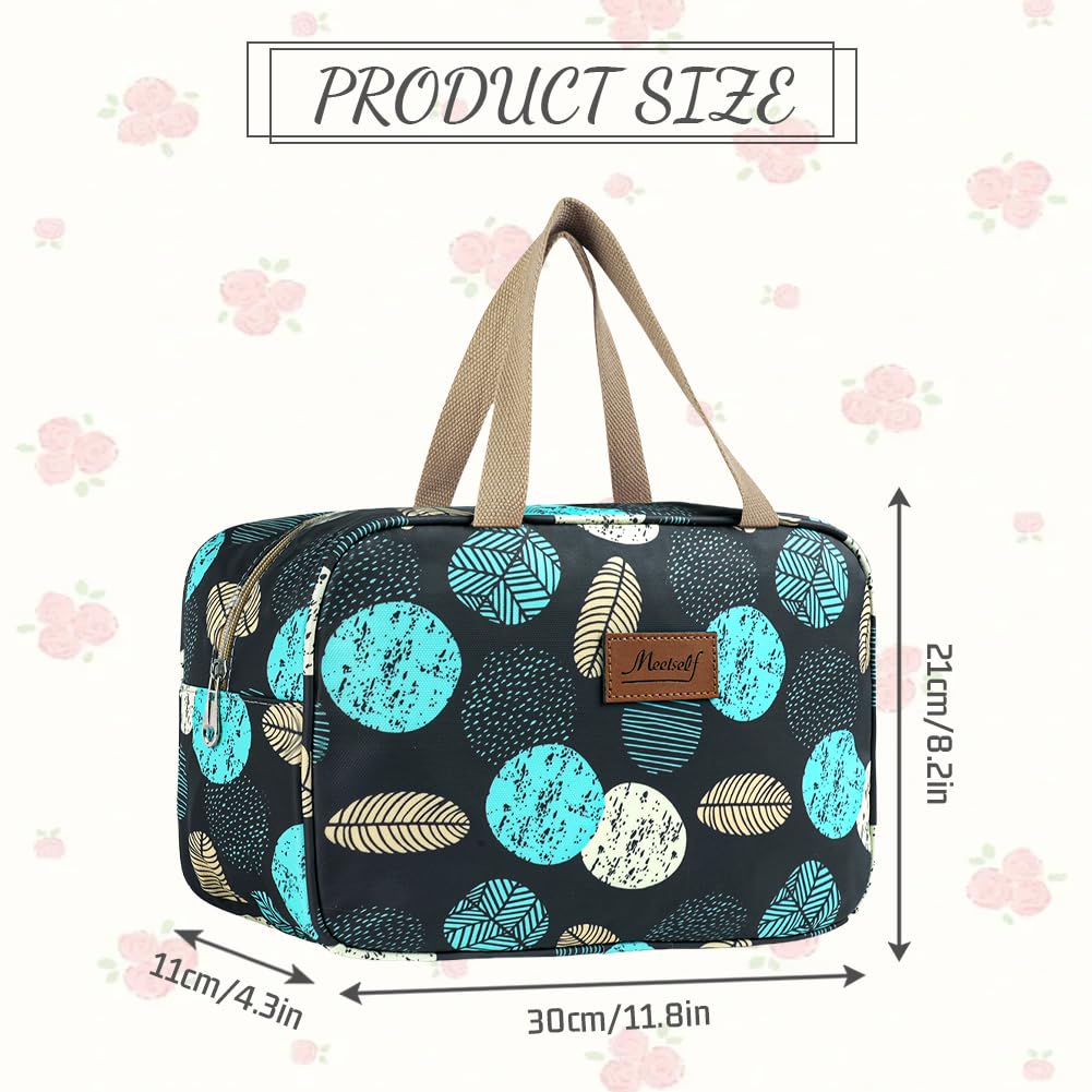 Aucuu Trousse de Toilette Femme, Grande Trousse de Maquillage avec Poignée, Sac à Cosmétiques étanche Portable pour Camping et Voyages, Sac de Maquillage Floral pour Femmes et Filles - 2