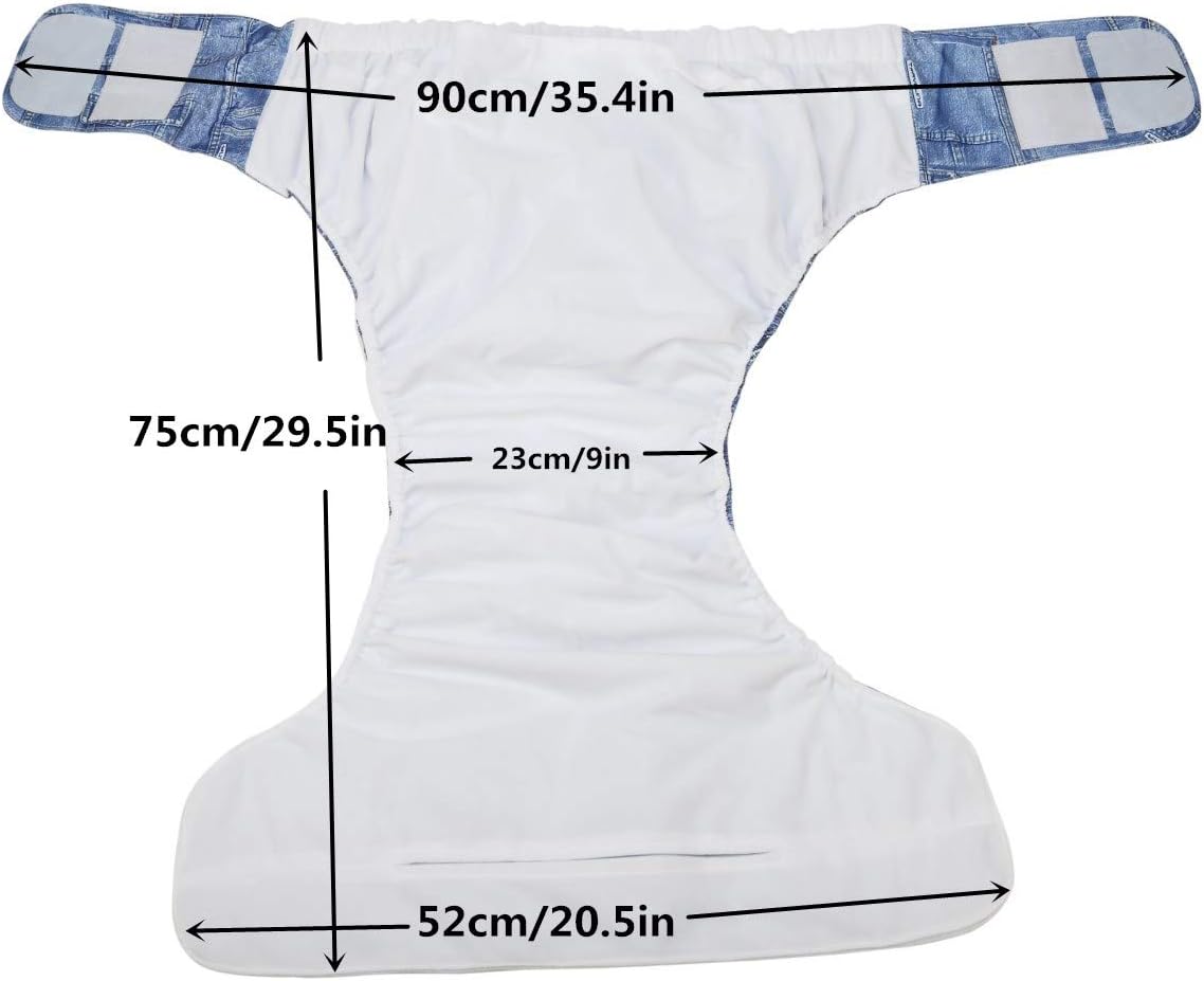 Large Teen Adult Cloth Diaper Nappy Reusable Washable for Disability for Men (Blue (Large 26in to 50in))
