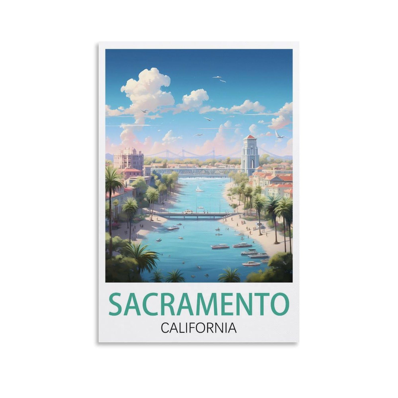 EZMLFA 5D Diamond Art Kits for Beginner,Sacramento California,Diamond Picture Art for Beginner, DIY Gem Cross Stitch Creative Gift Home Wall Decor 40x50cm