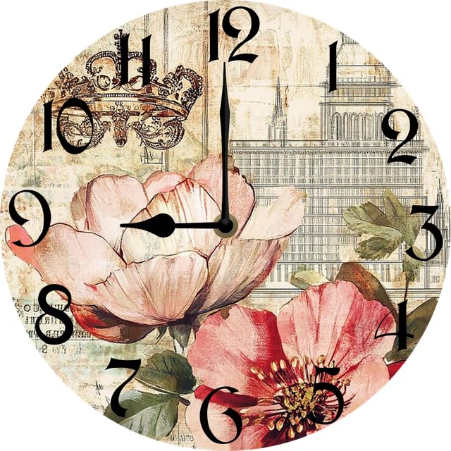 BRillianhyt Wall Clock,Picture of A Castle Kitchen Decor and Accessories, Decorative Battery Operated Clocks for Living Room Bedroom Bathroom