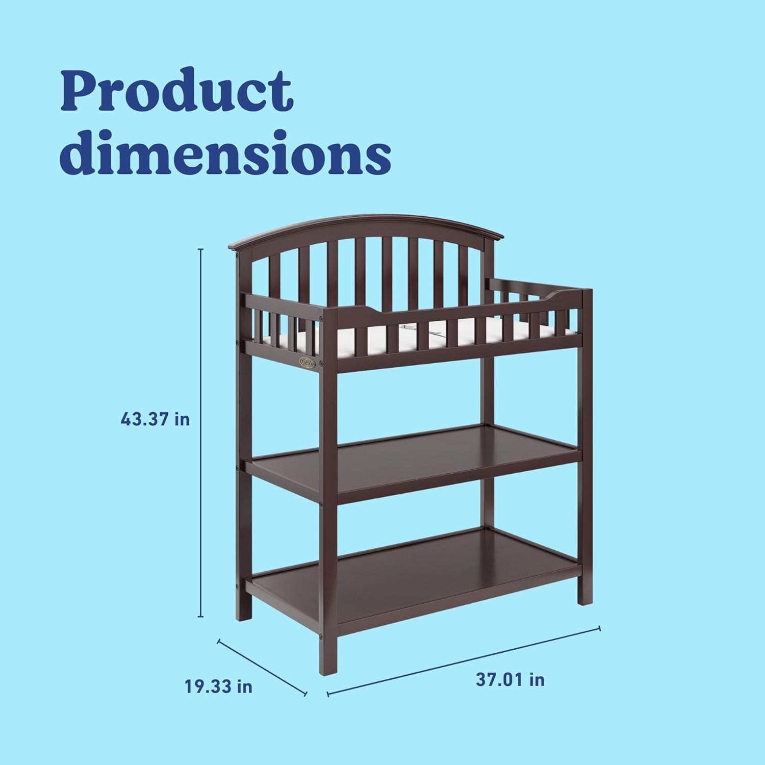 Graco Changing Table with Water-Resistant Changing Pad (Espresso) – GREENGUARD Gold Certified, Multi Storage Nursery Changing Table for Infants and Babies